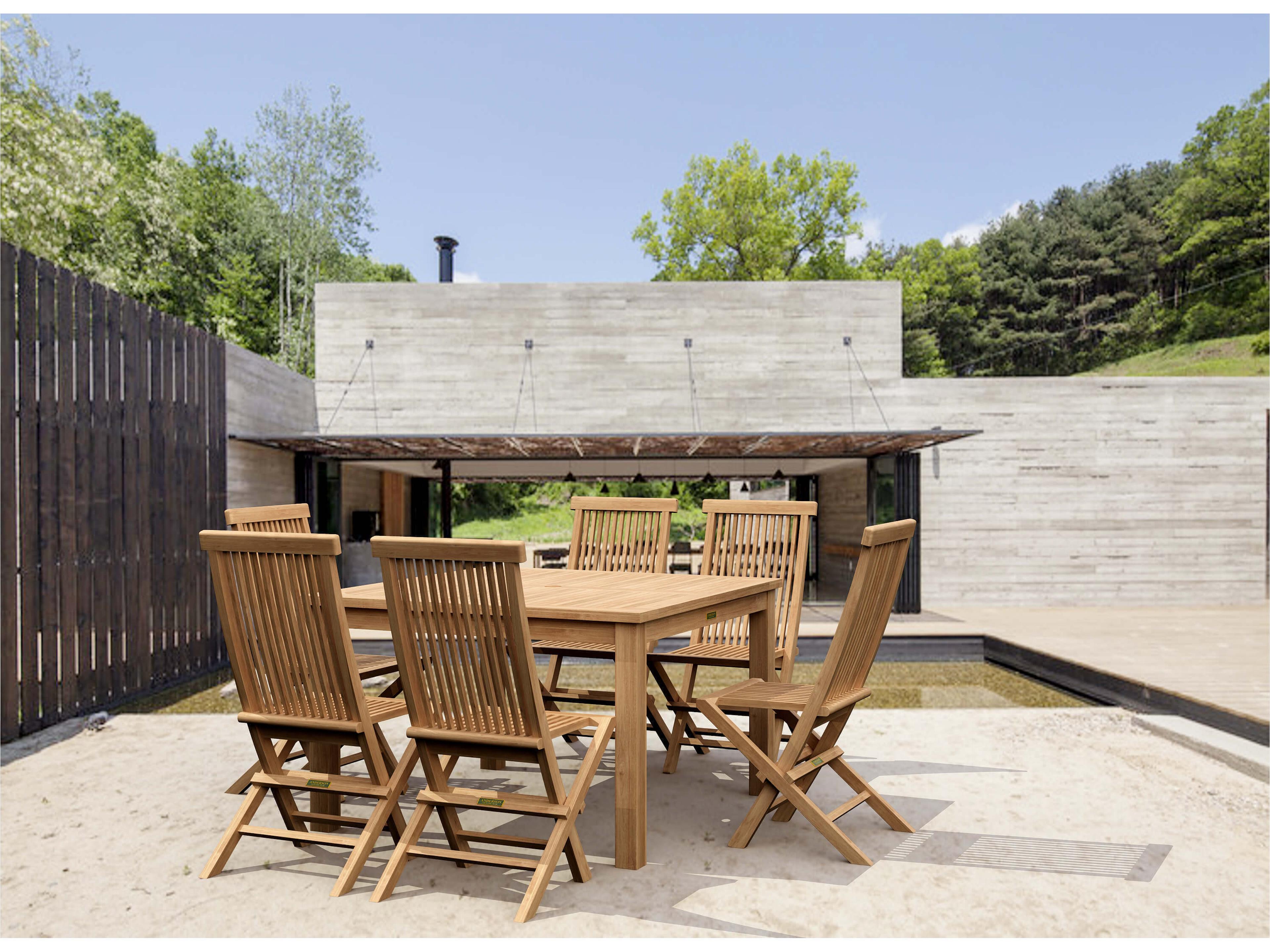 Anderson Teak Windsor Classic Chair 7-Piece Folding Patio Dining Set