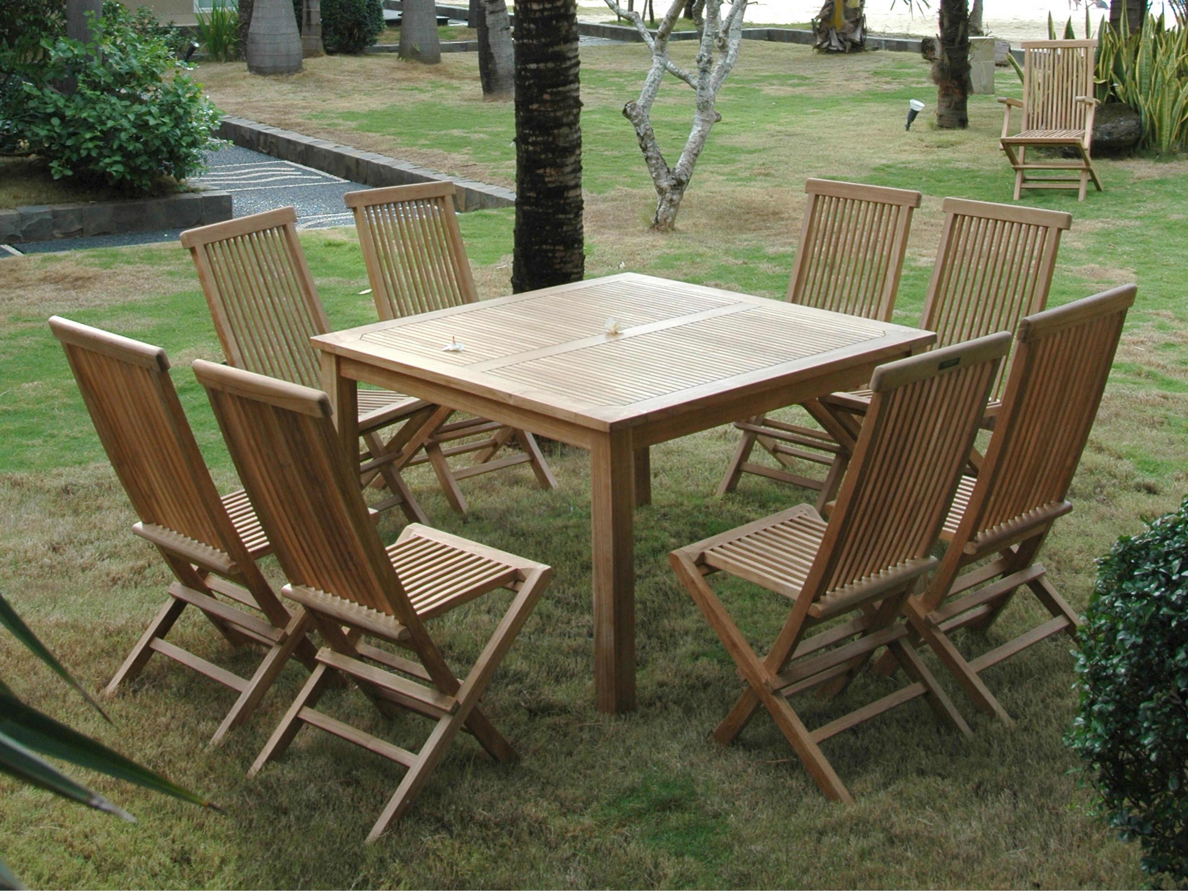 Anderson Teak Windsor Classic Chair 7-Piece Folding Patio Dining Set