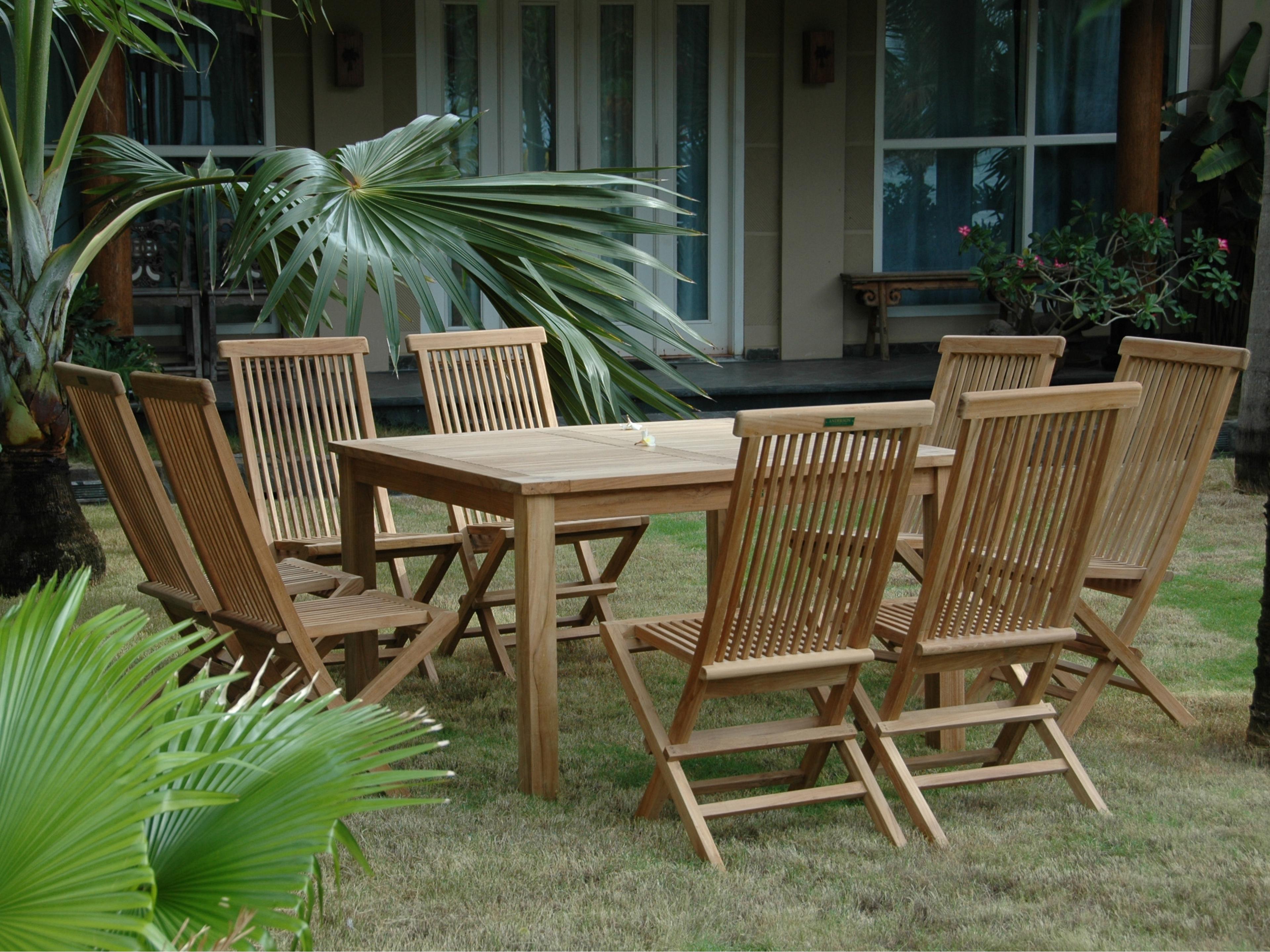Anderson Teak Windsor Classic Chair 9-Piece Folding Outdoor Dining Set