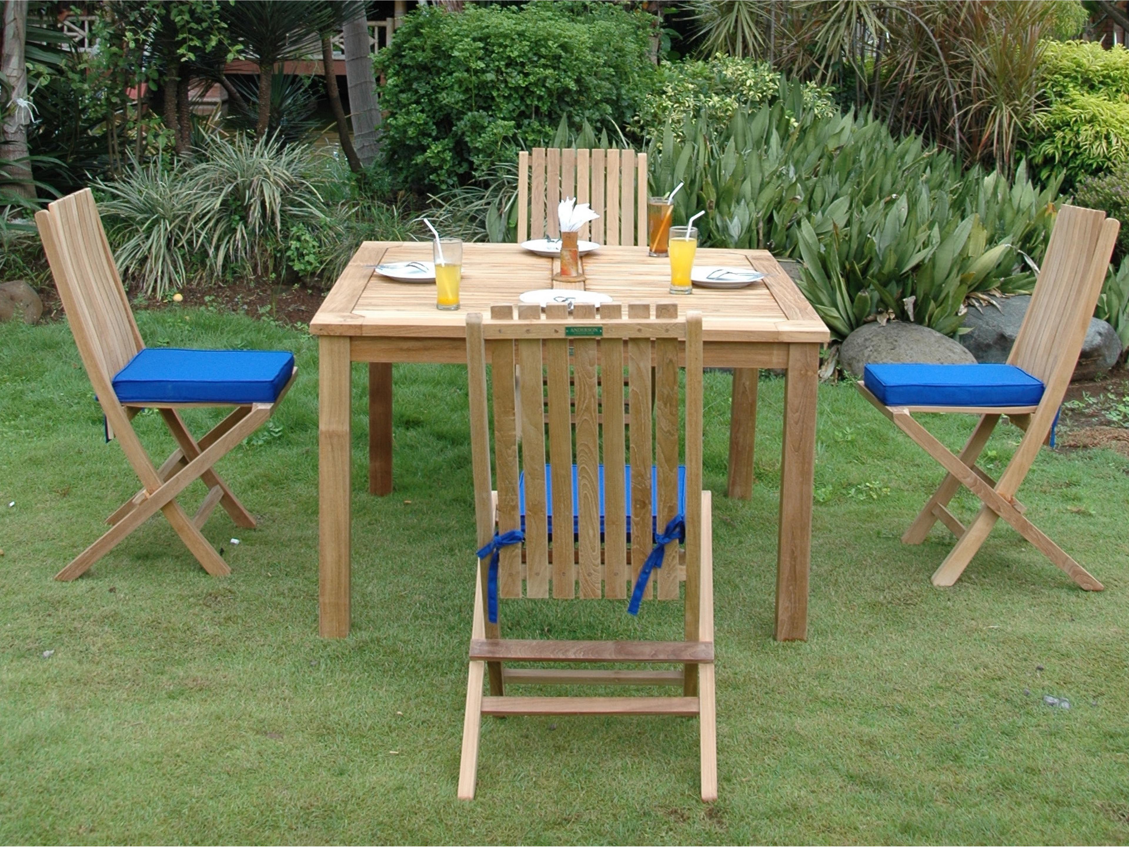 Anderson Teak Windsor Comfort Chair 5-Piece Folding Patio Dining Set