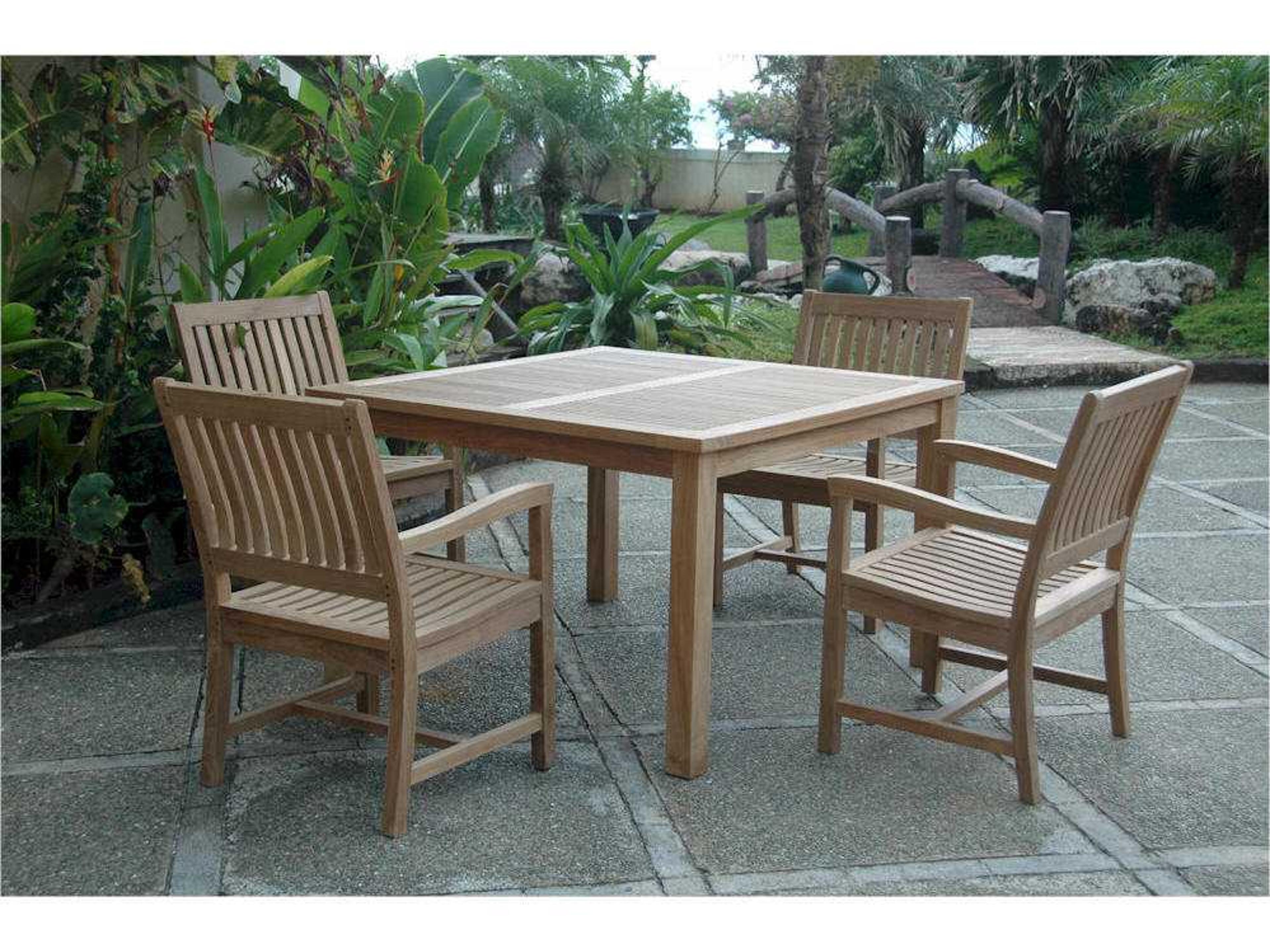 Anderson Teak Windsor Rialto Armchair 5-Piece Outdoor Dining Set