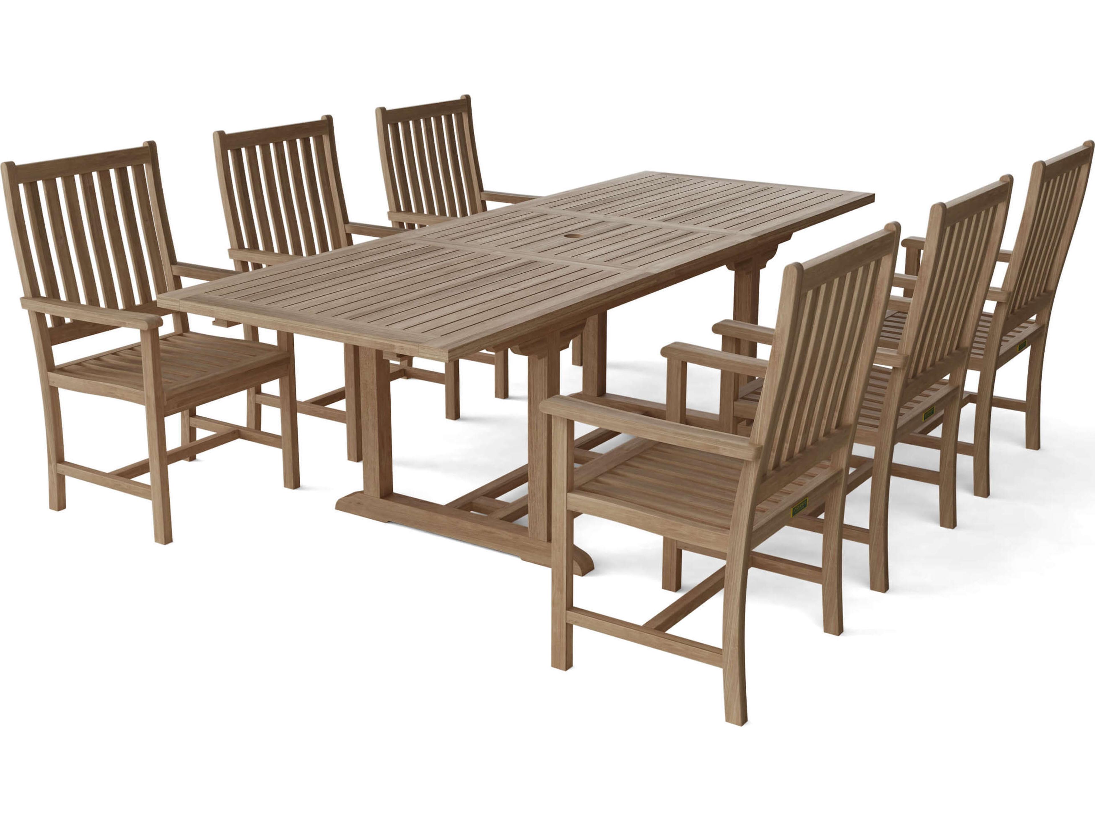 Anderson Teak Bahama Wilshire Armchair 7-Piece Extension Patio Dining Set
