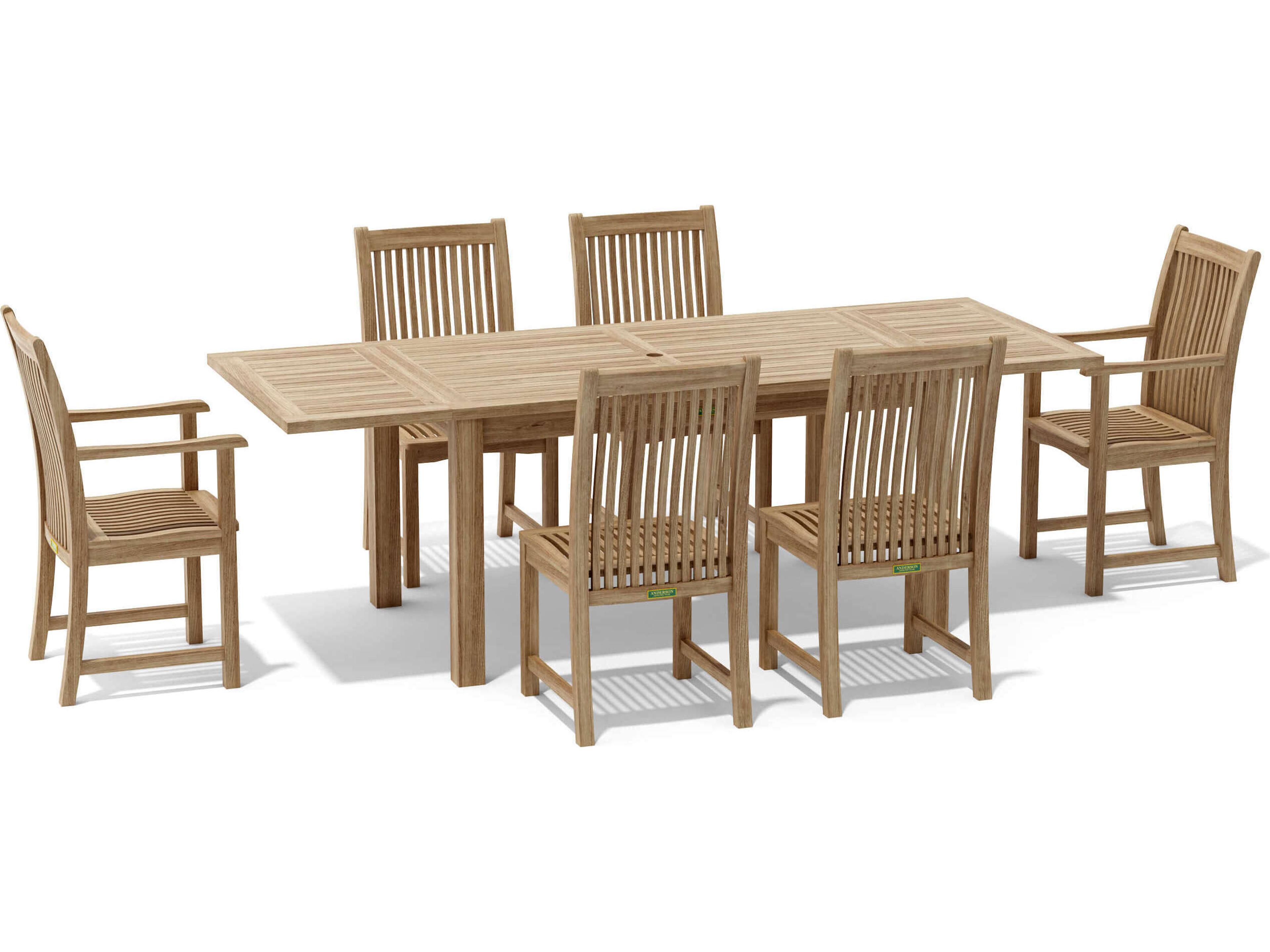 Anderson Teak Bahama Chicago 7-Piece Outdoor Patio Dining Set Chair B