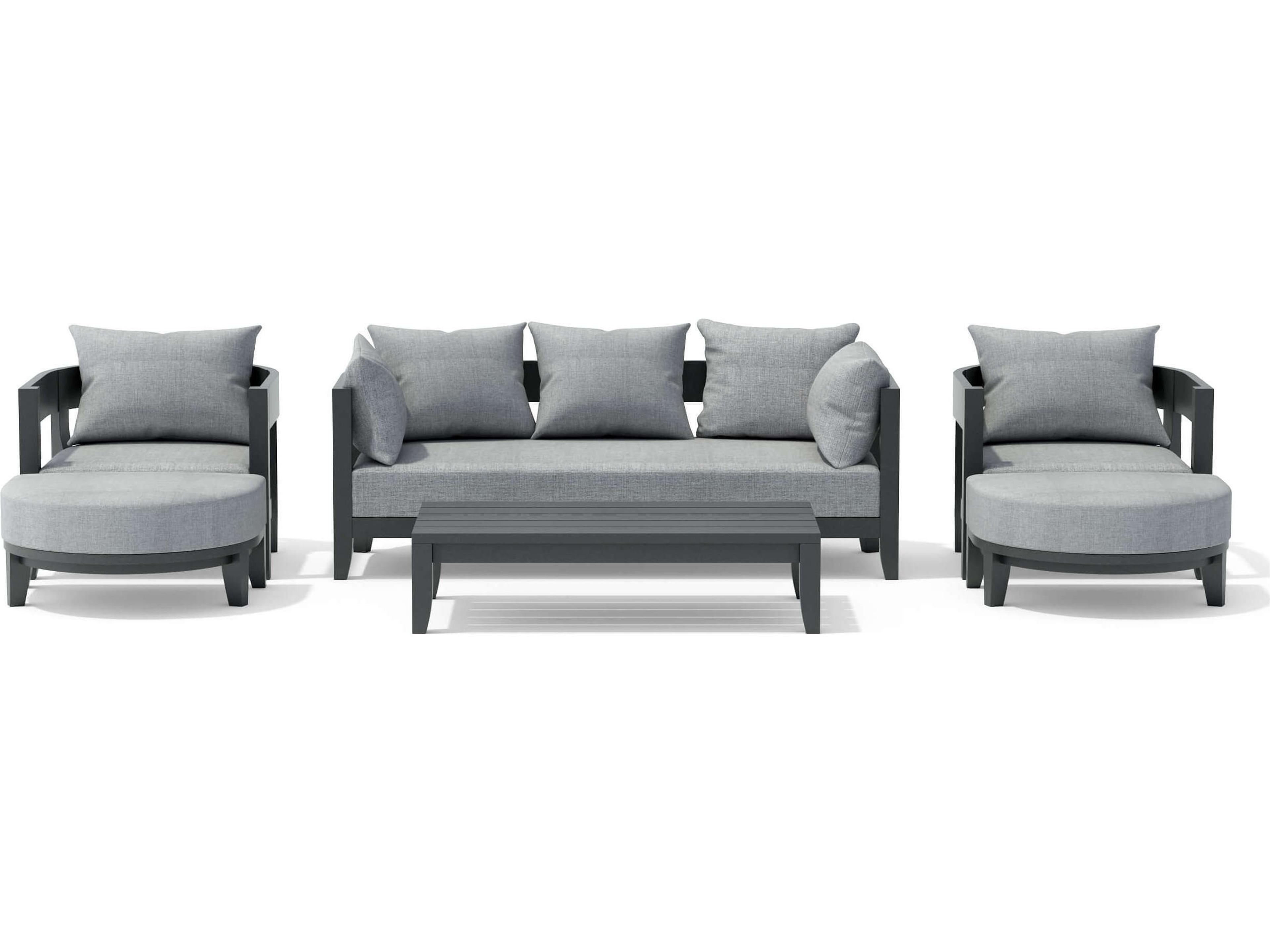 Anderson Teak Coronado Aluminum 6 Piece Deep Seating Outdoor Lounge Set