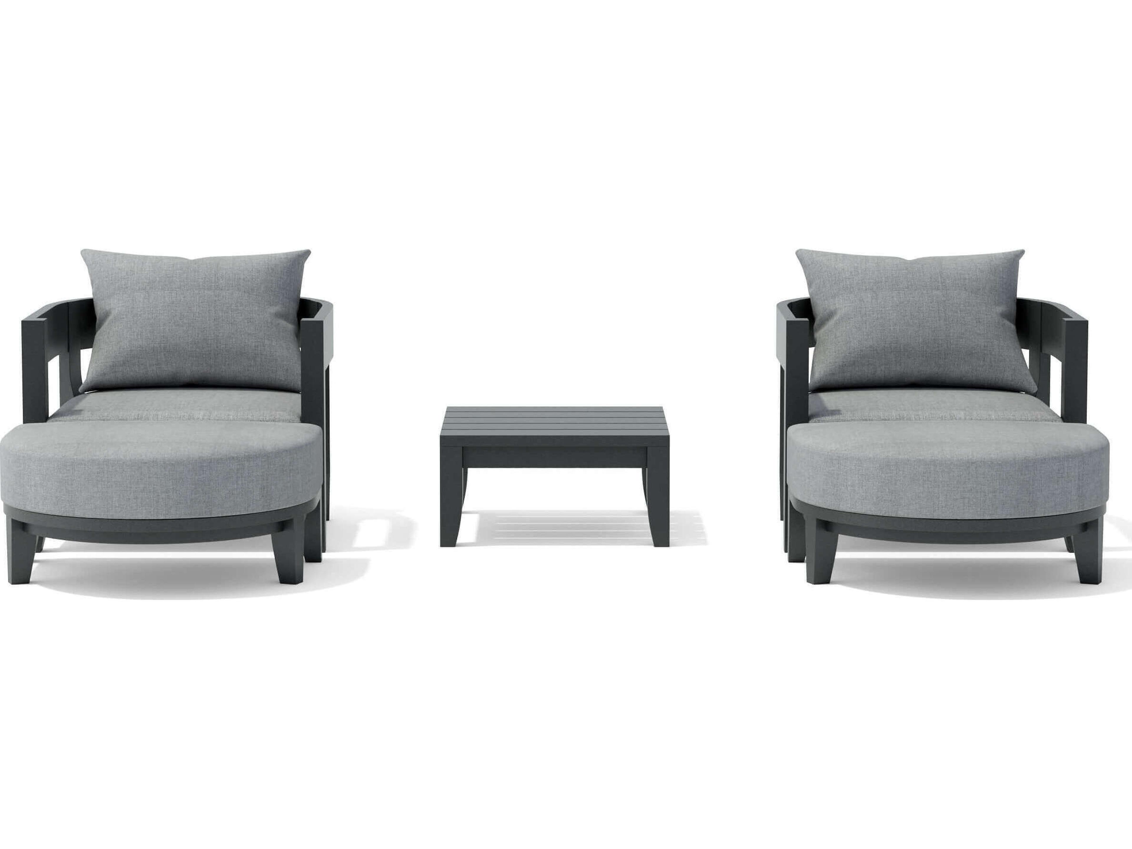 Anderson Teak Coronado Aluminum Dark Grey 5 Piece Deep Seating Patio Lounge Set