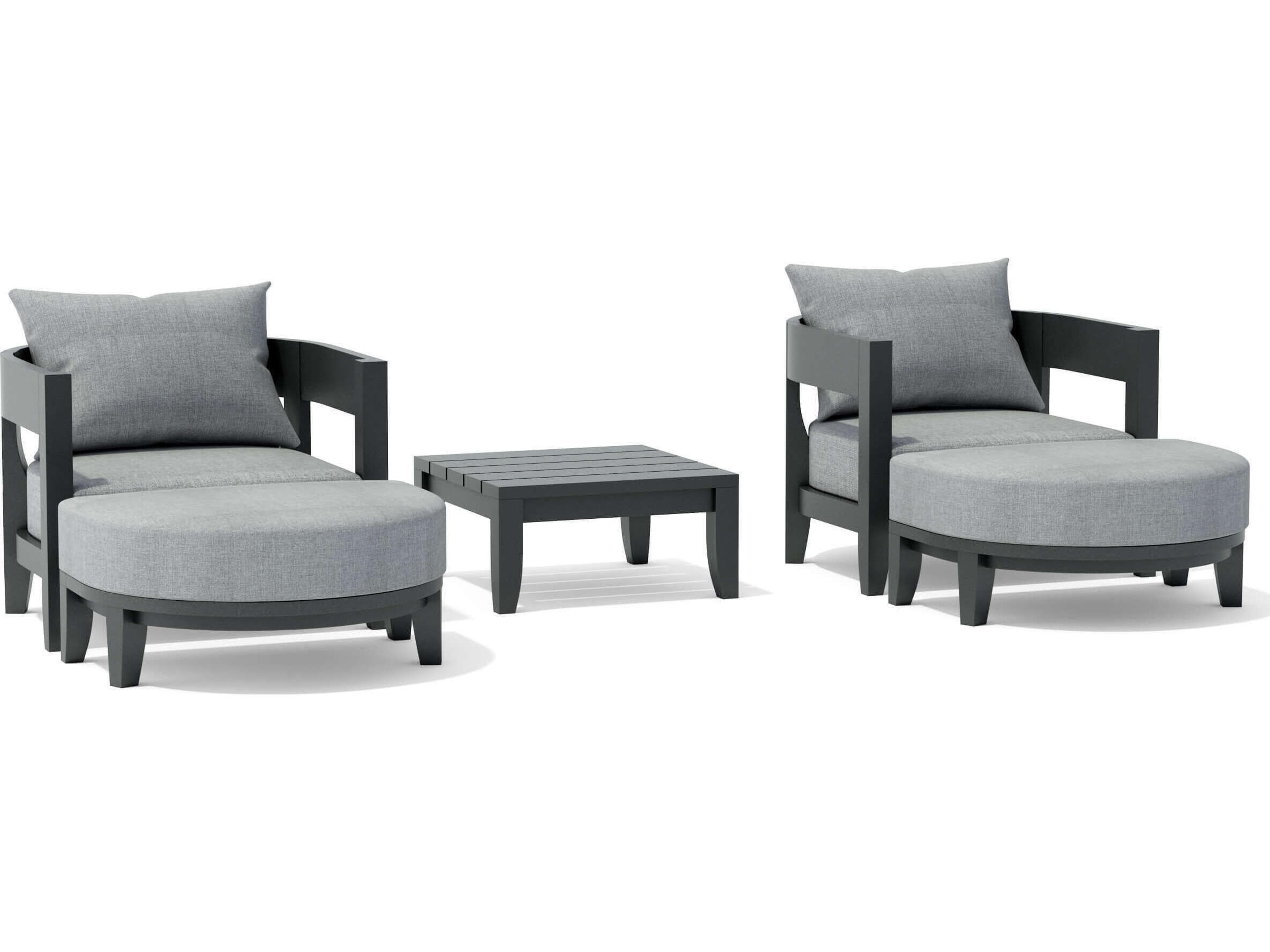 Anderson Teak Coronado Aluminum Dark Grey 5 Piece Deep Seating Patio Lounge Set