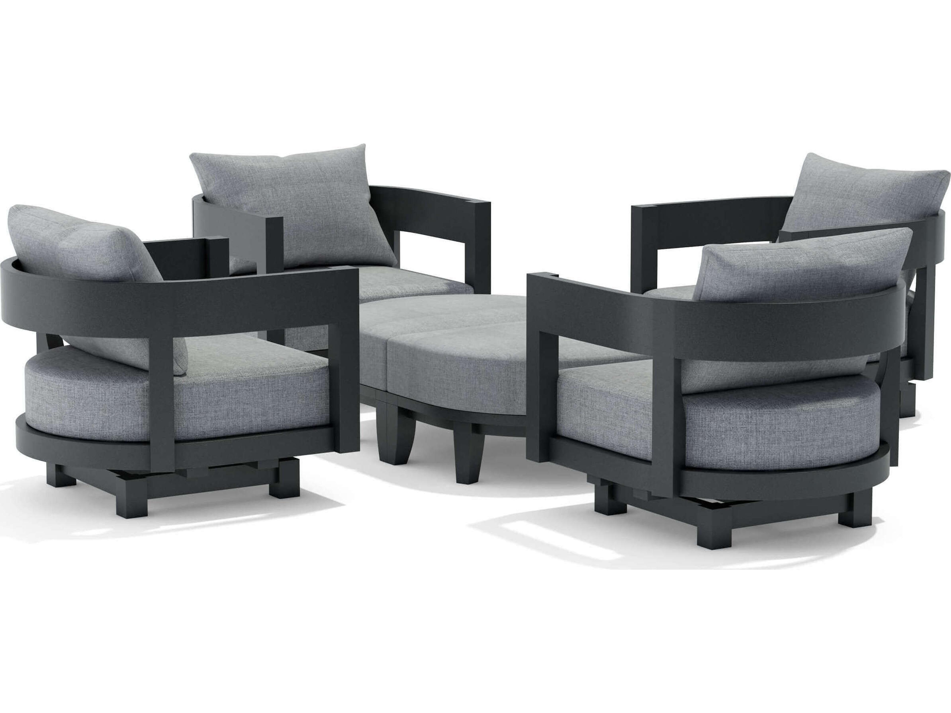 Anderson Teak Coronado Aluminum Dark Grey 6 Piece Deep Seating Outdoor Lounge Set