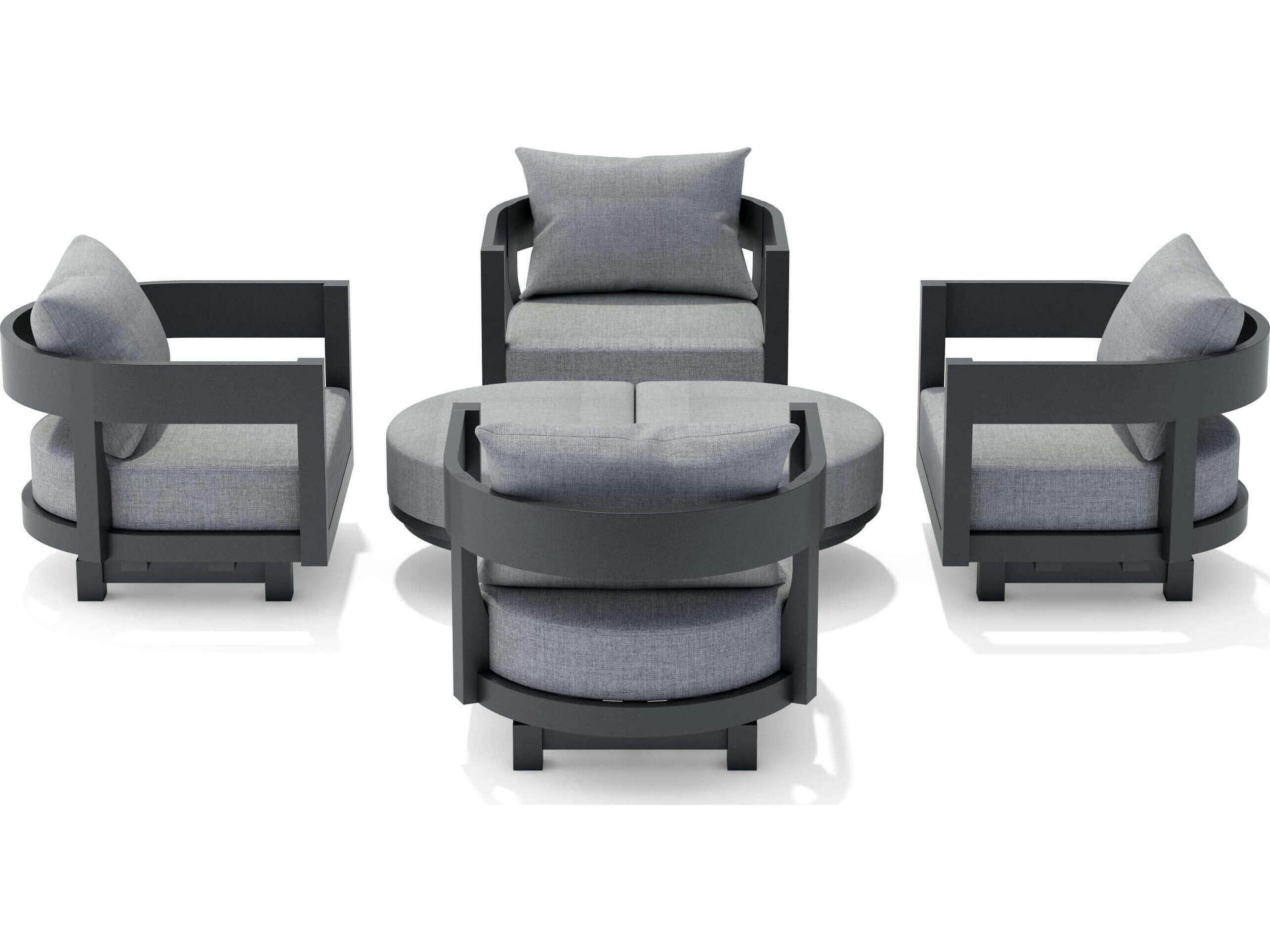 Anderson Teak Coronado Aluminum Dark Grey 6 Piece Deep Seating Outdoor Lounge Set