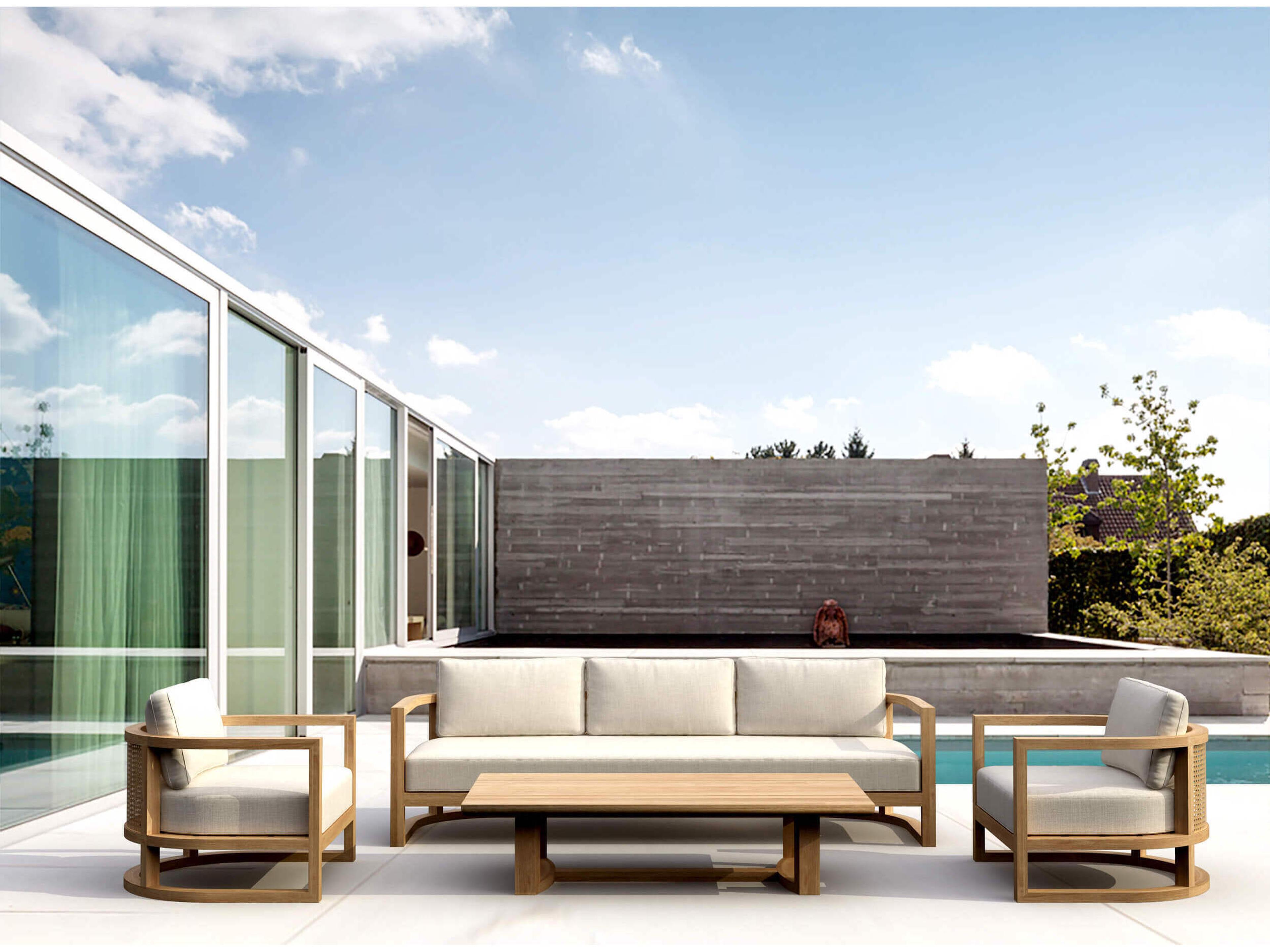 Junus Natural 4 Piece Outdoor Patio Lounge Set