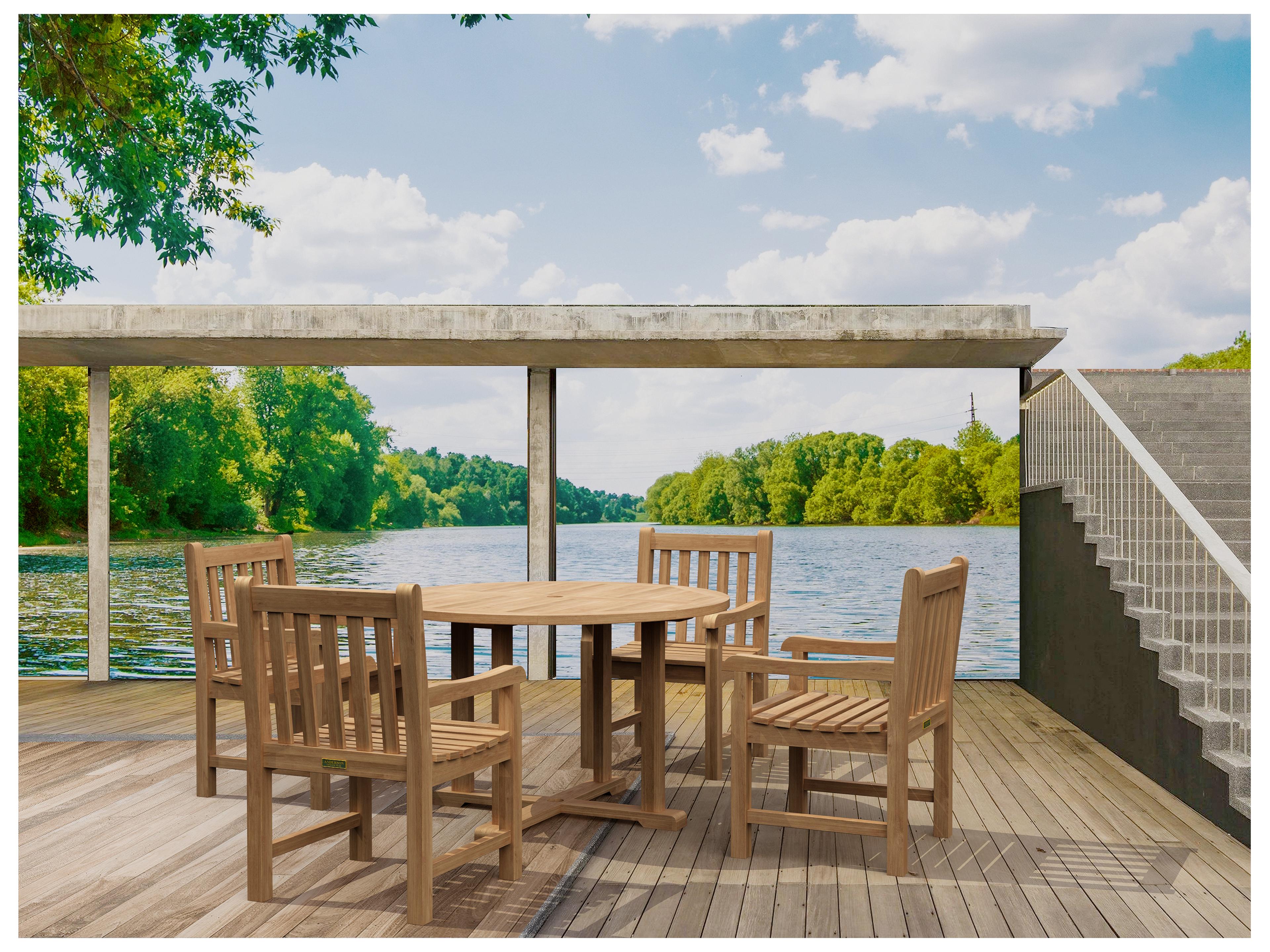 Anderson Teak Tosca Classic Armchair 5-Piece Outdoor Patio Dining Set