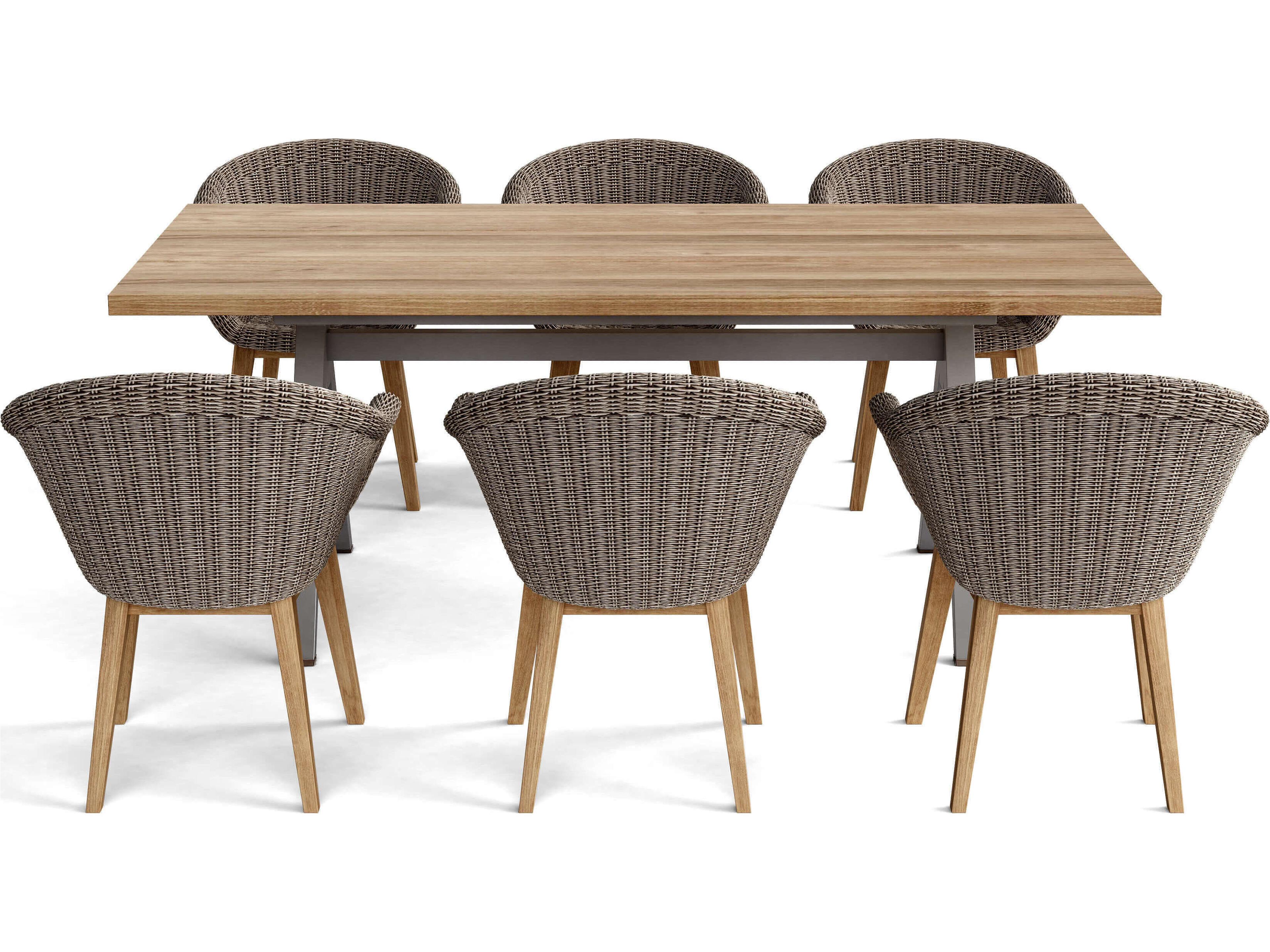 Anderson Teak Allura Padua Aluminum Wicker 7 Piece Outdoor Dining Set