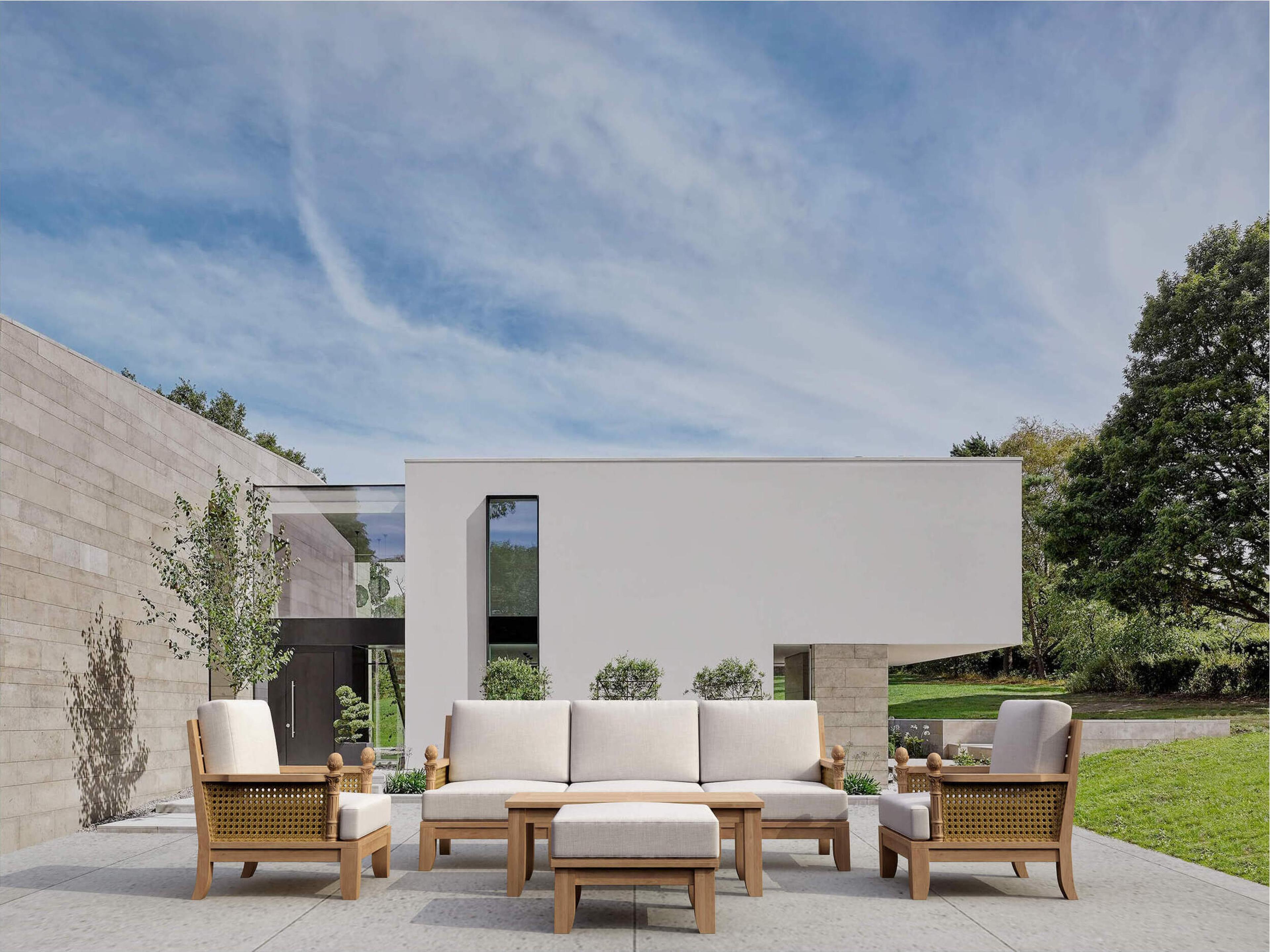 Luxe Natural 7 Piece Sectional Modular Deep Seating Outdoor Patio Lounge Set