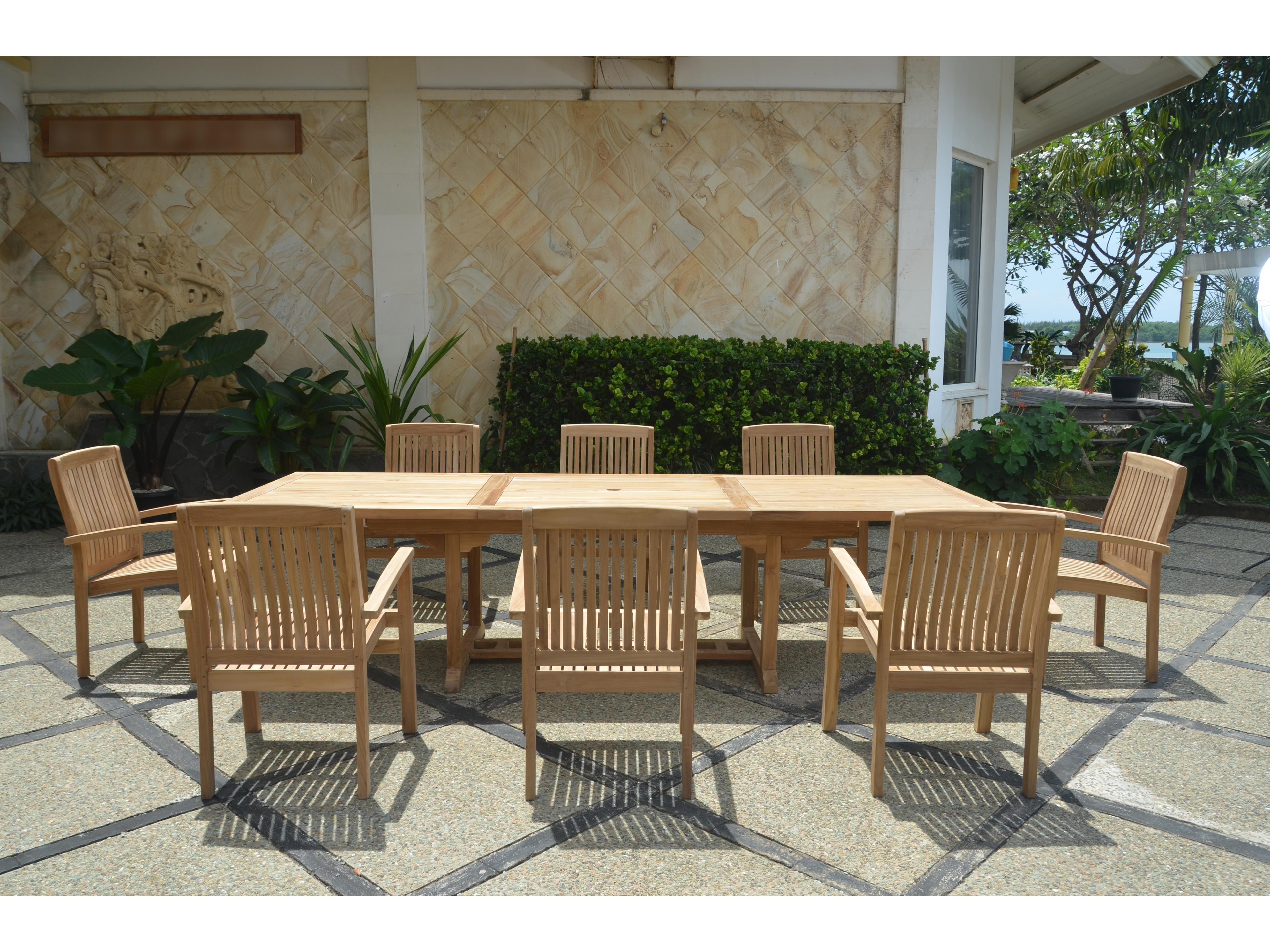Bahama Stackable Sahara 9-Piece Rectangular Outdoor Patio Dining Set A