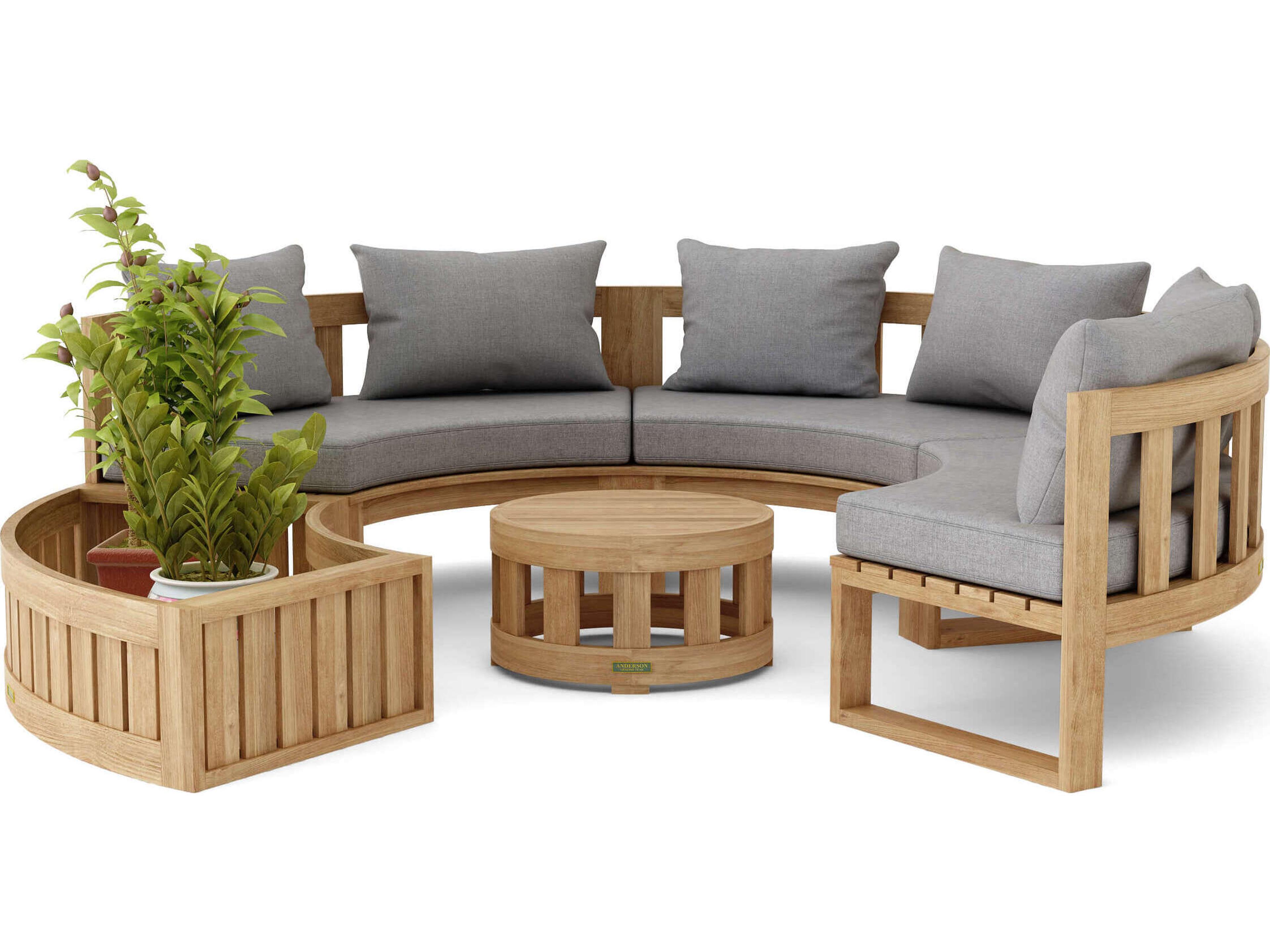 Anderson Teak Circular Modular Deep Seating Teak Patio Lounge Set