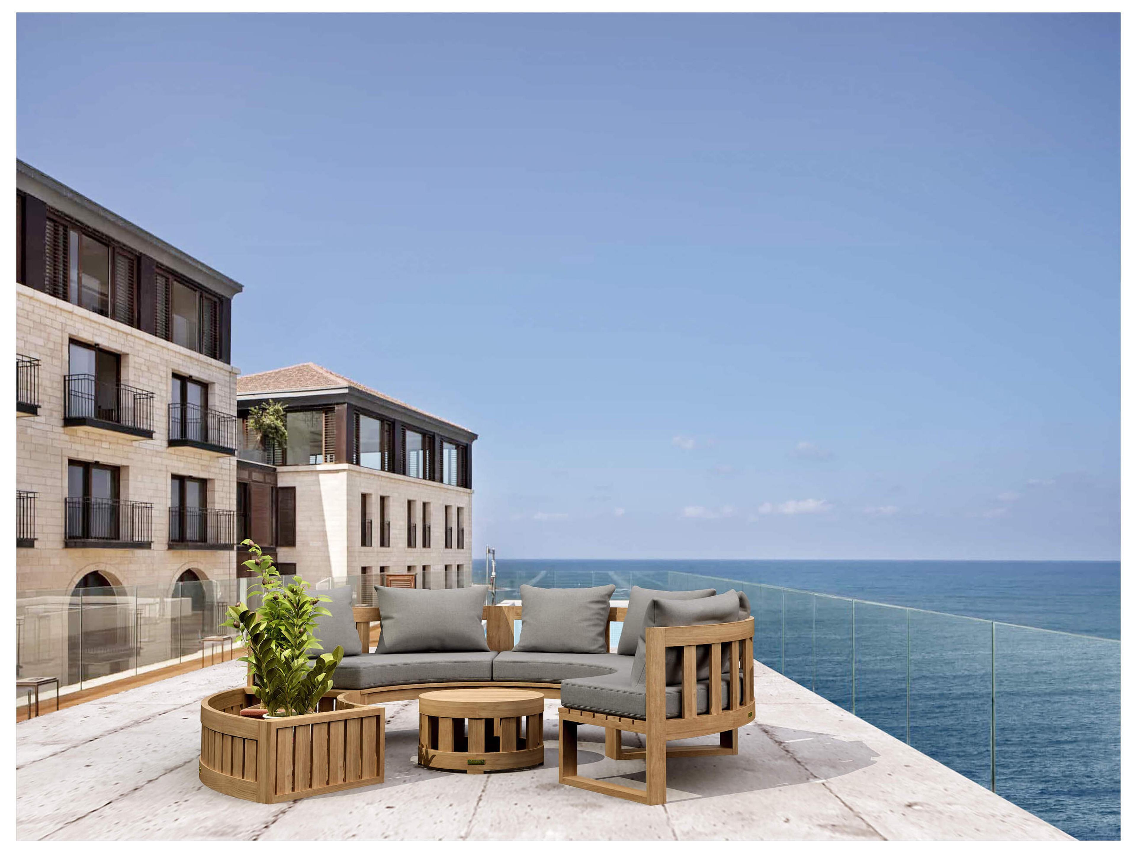 Anderson Teak Circular Modular Deep Seating Teak Patio Lounge Set