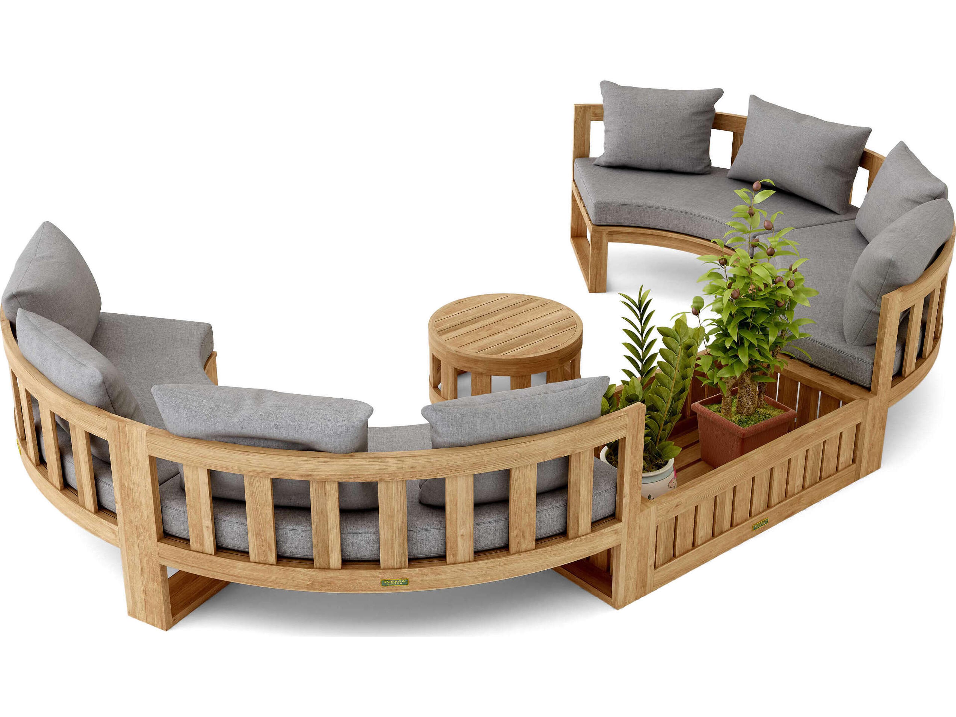Anderson Teak Circular Modular Deep Seating Teak Outdoor Lounge Set