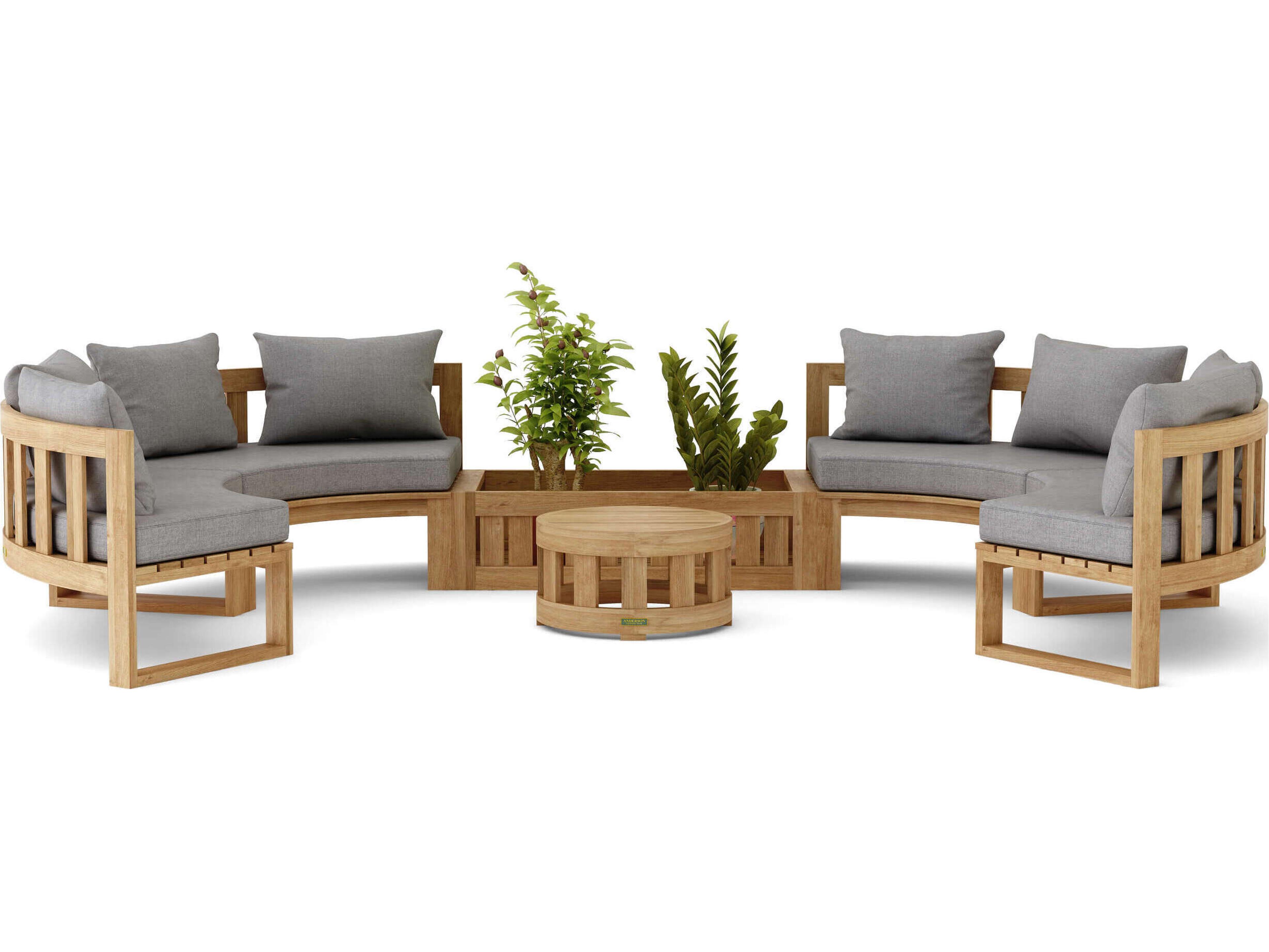 Anderson Teak Circular Modular Deep Seating Teak Outdoor Lounge Set