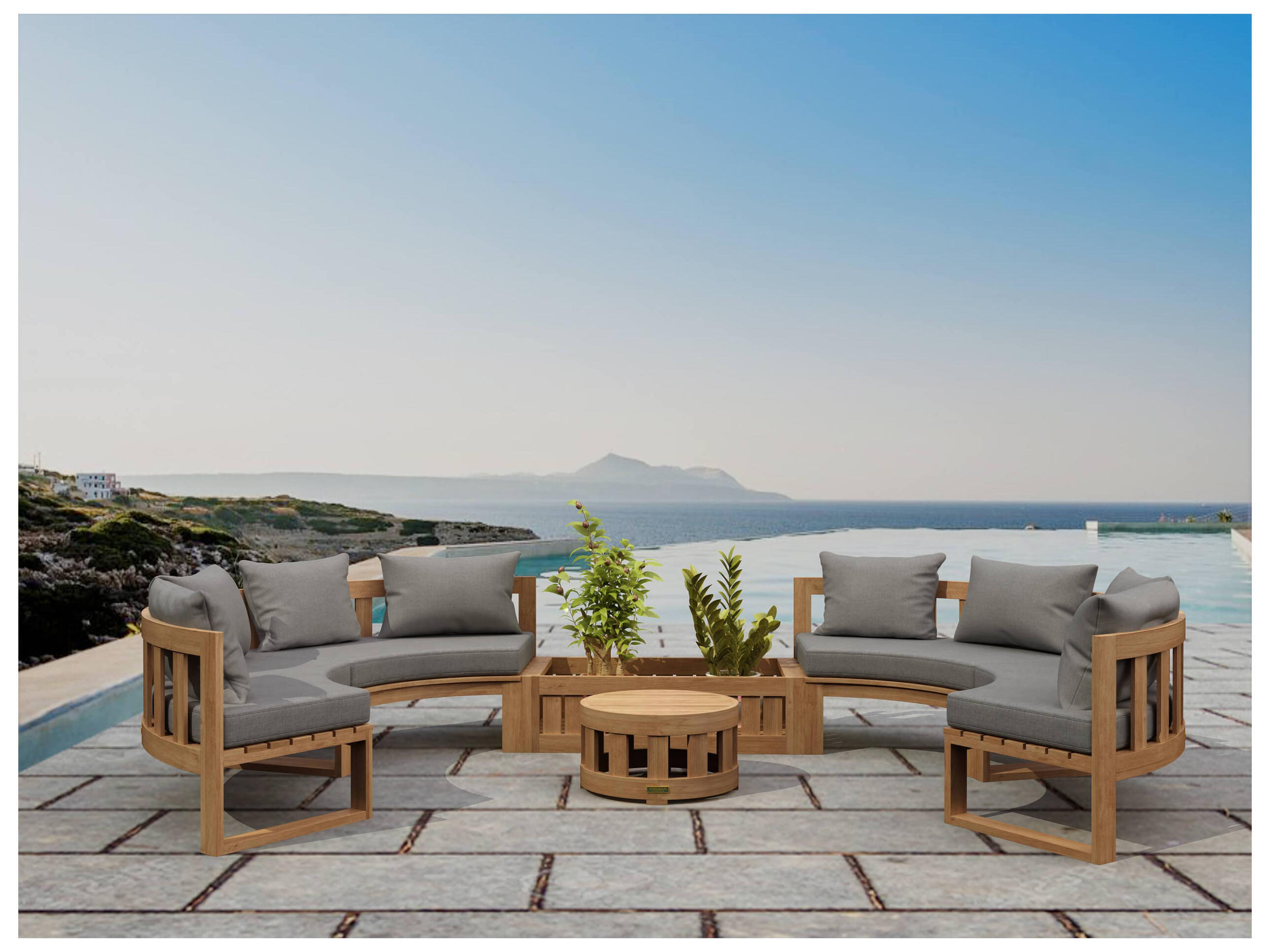 Anderson Teak Circular Modular Deep Seating Teak Outdoor Lounge Set