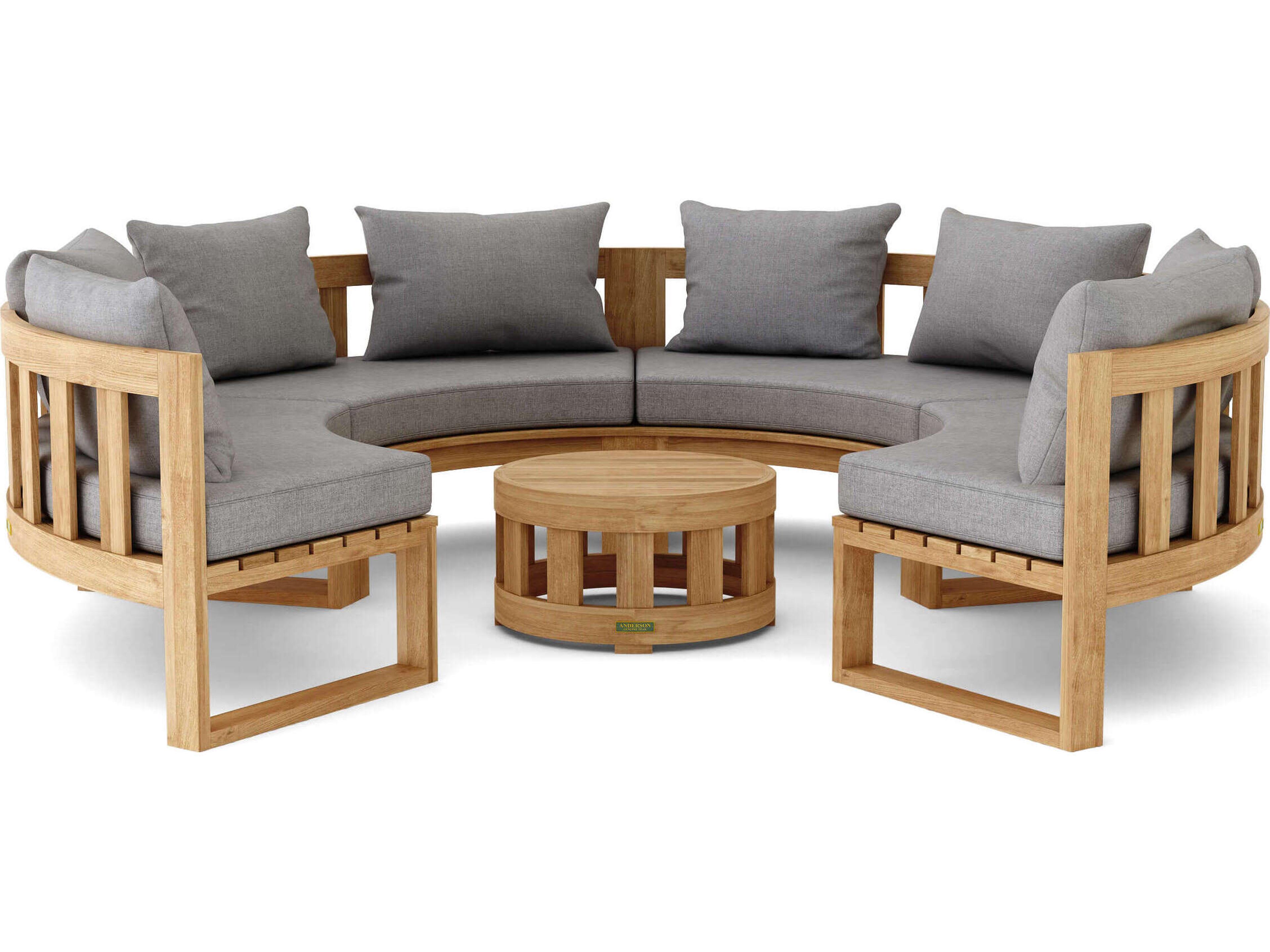 Anderson Teak Circular Modular Deep Seating Teak Outdoor Patio Lounge Set