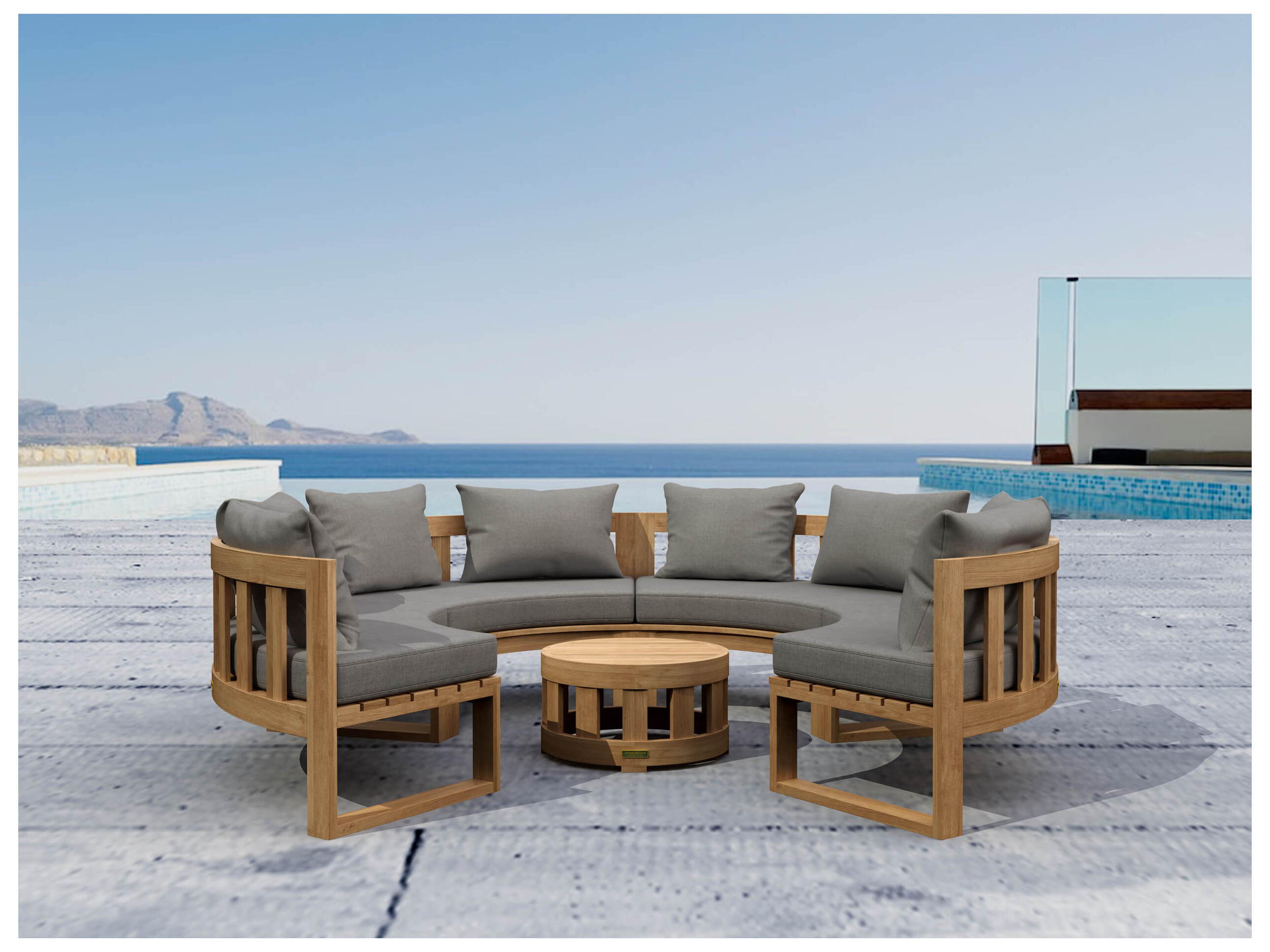 Anderson Teak Circular Modular Deep Seating Teak Outdoor Patio Lounge Set