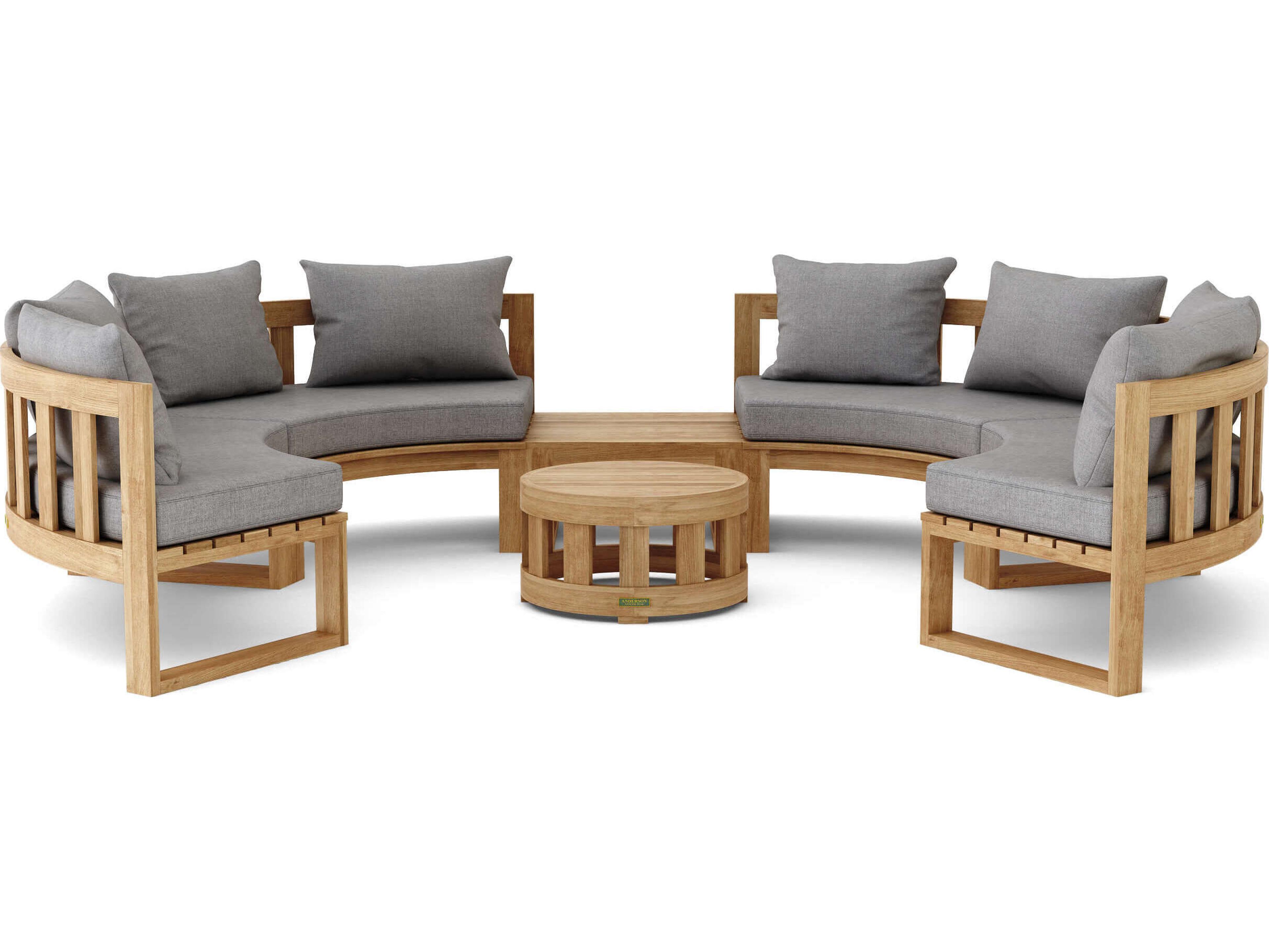 Anderson Teak Circular Modular Deep Seating Teak Patio Lounge Set