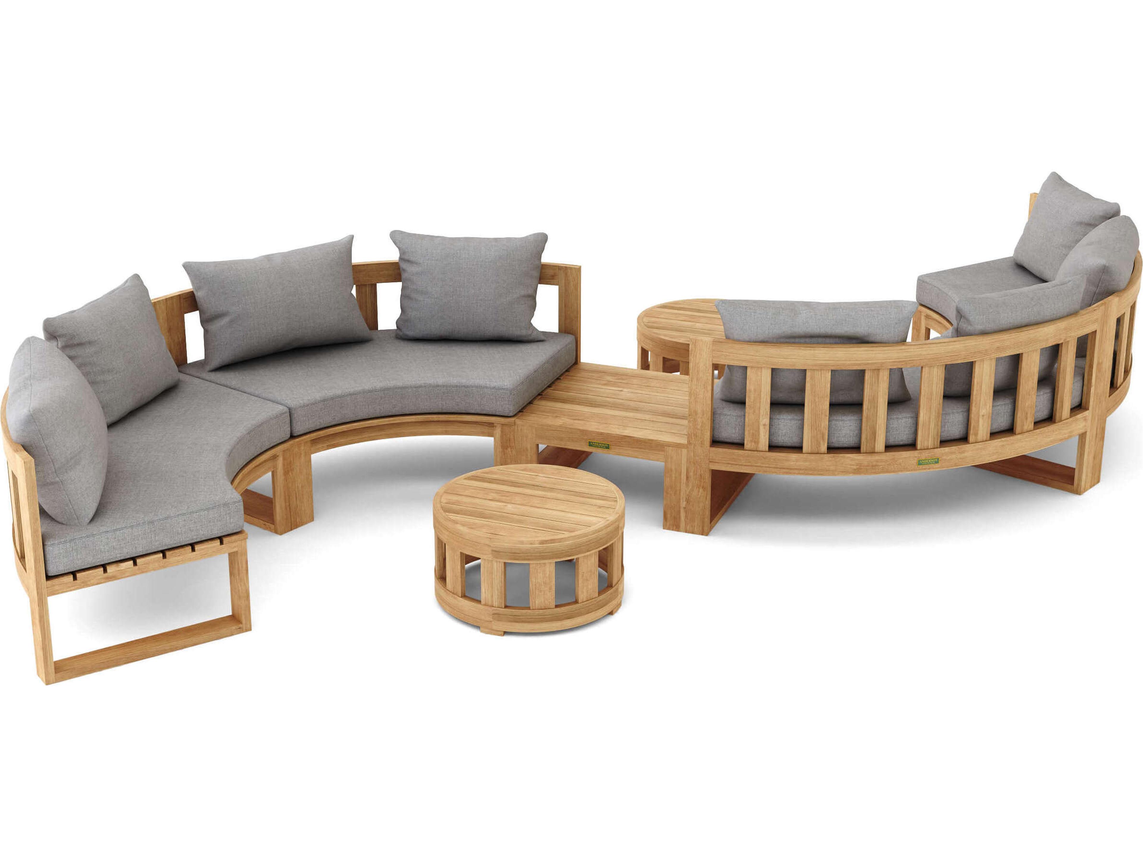 Anderson Teak Circular Modular Deep Seating Teak Outdoor Patio Lounge Set
