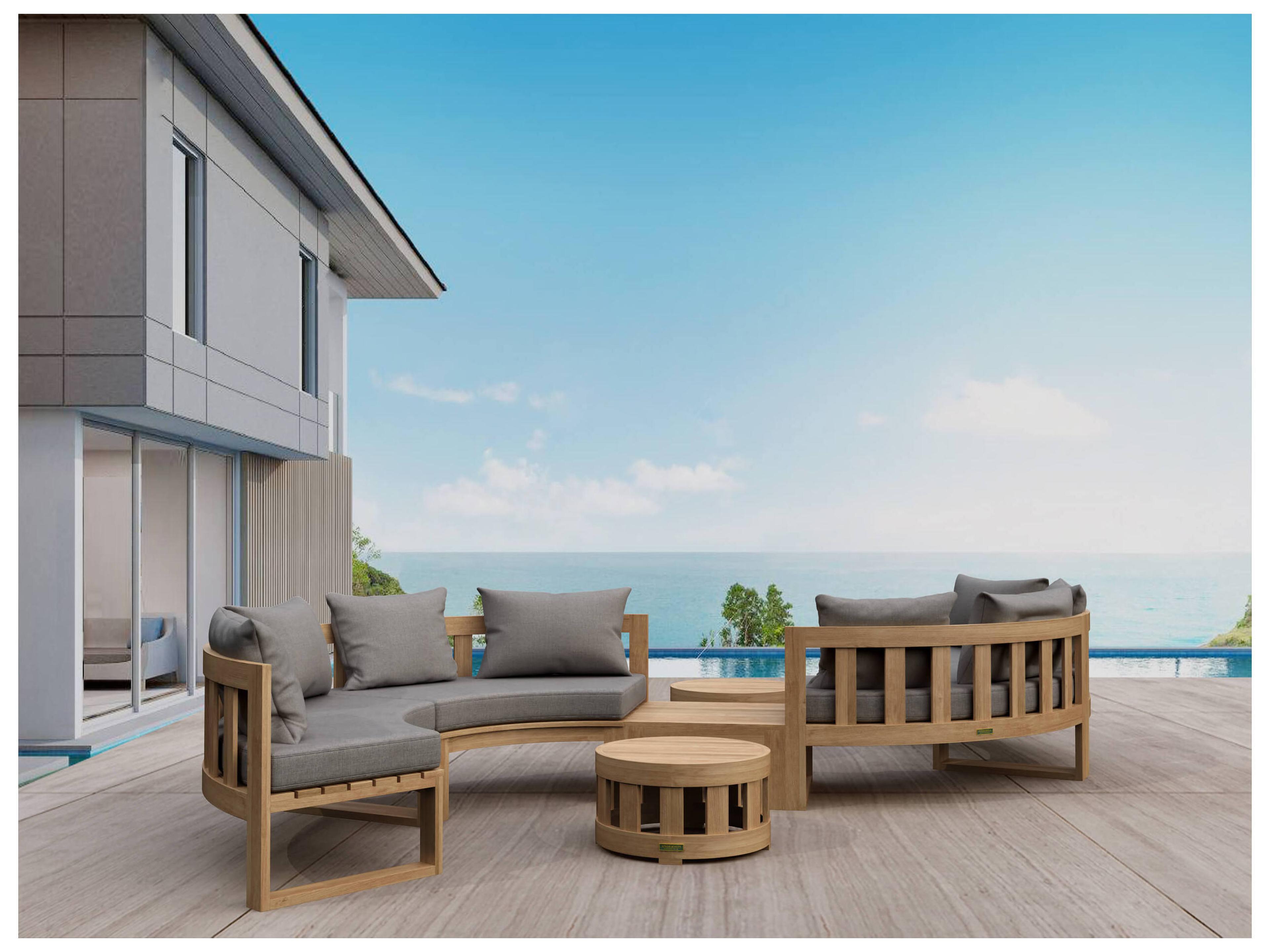 Anderson Teak Circular Modular Deep Seating Teak Outdoor Patio Lounge Set