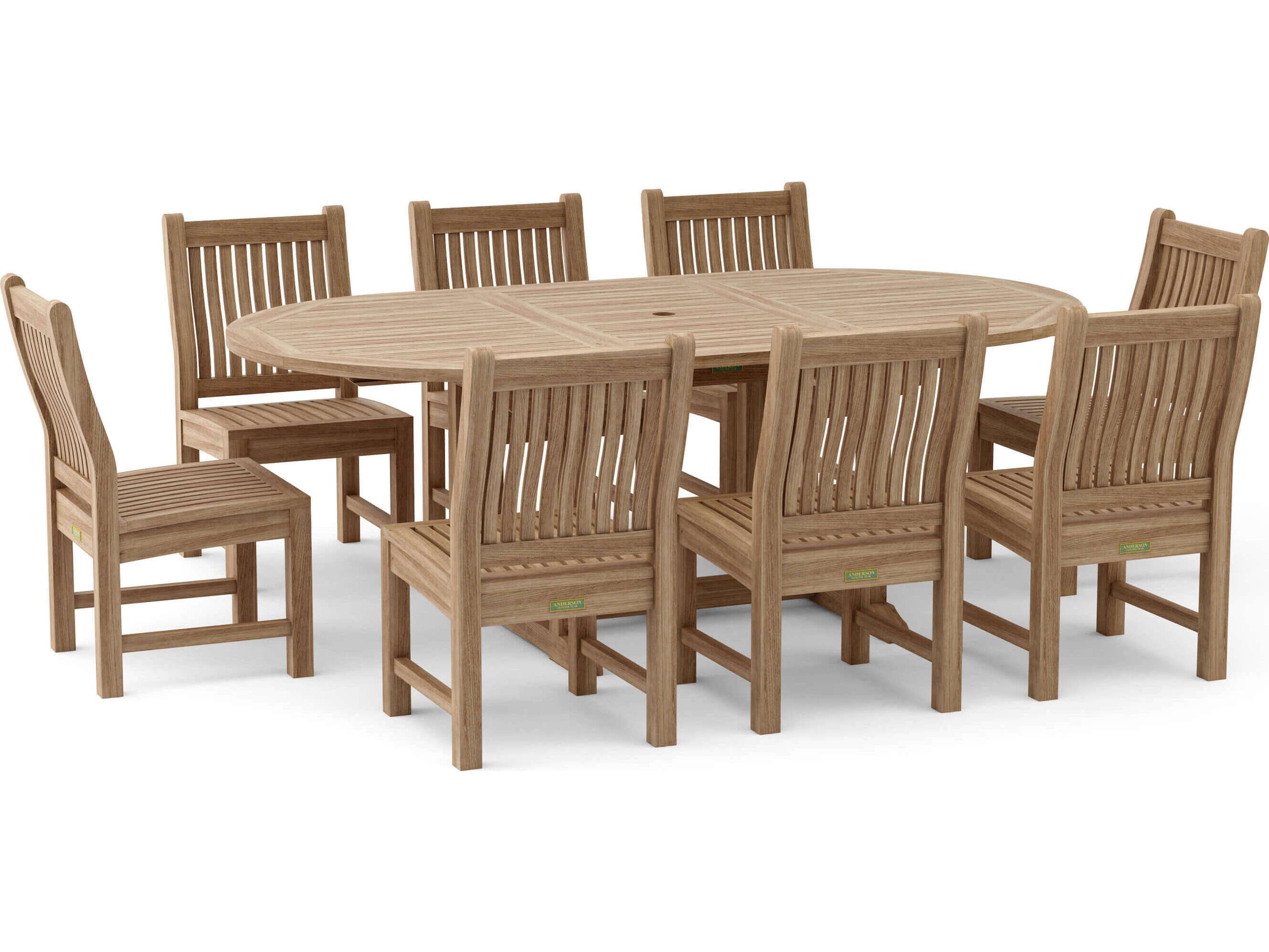 Anderson Teak Bahama Sahara 9-Piece 87'' Oval Outdoor Dining Set