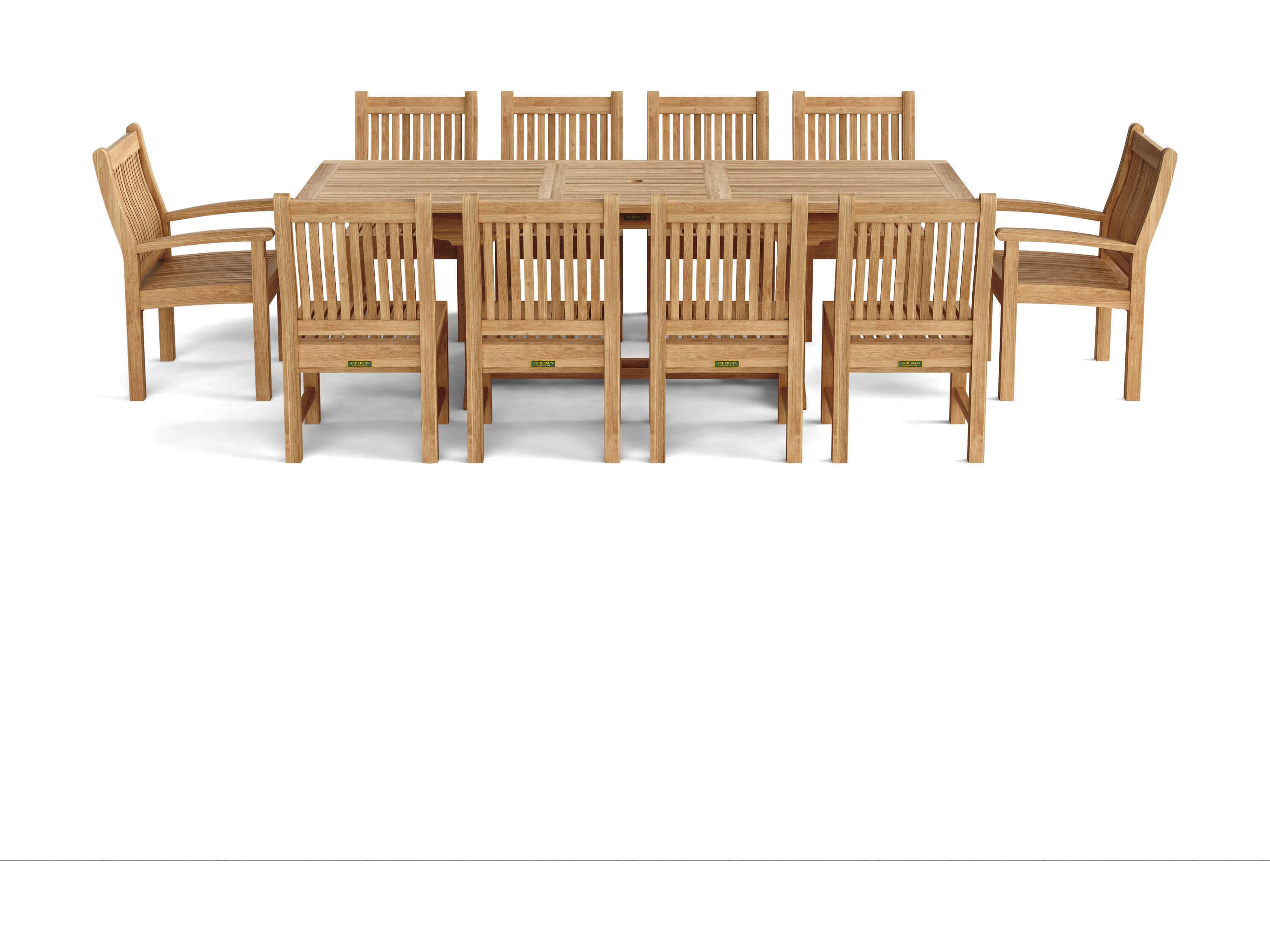 Anderson Teak Bahama Sahara 11-Piece 8' Rectangular Outdoor Patio Dining Set