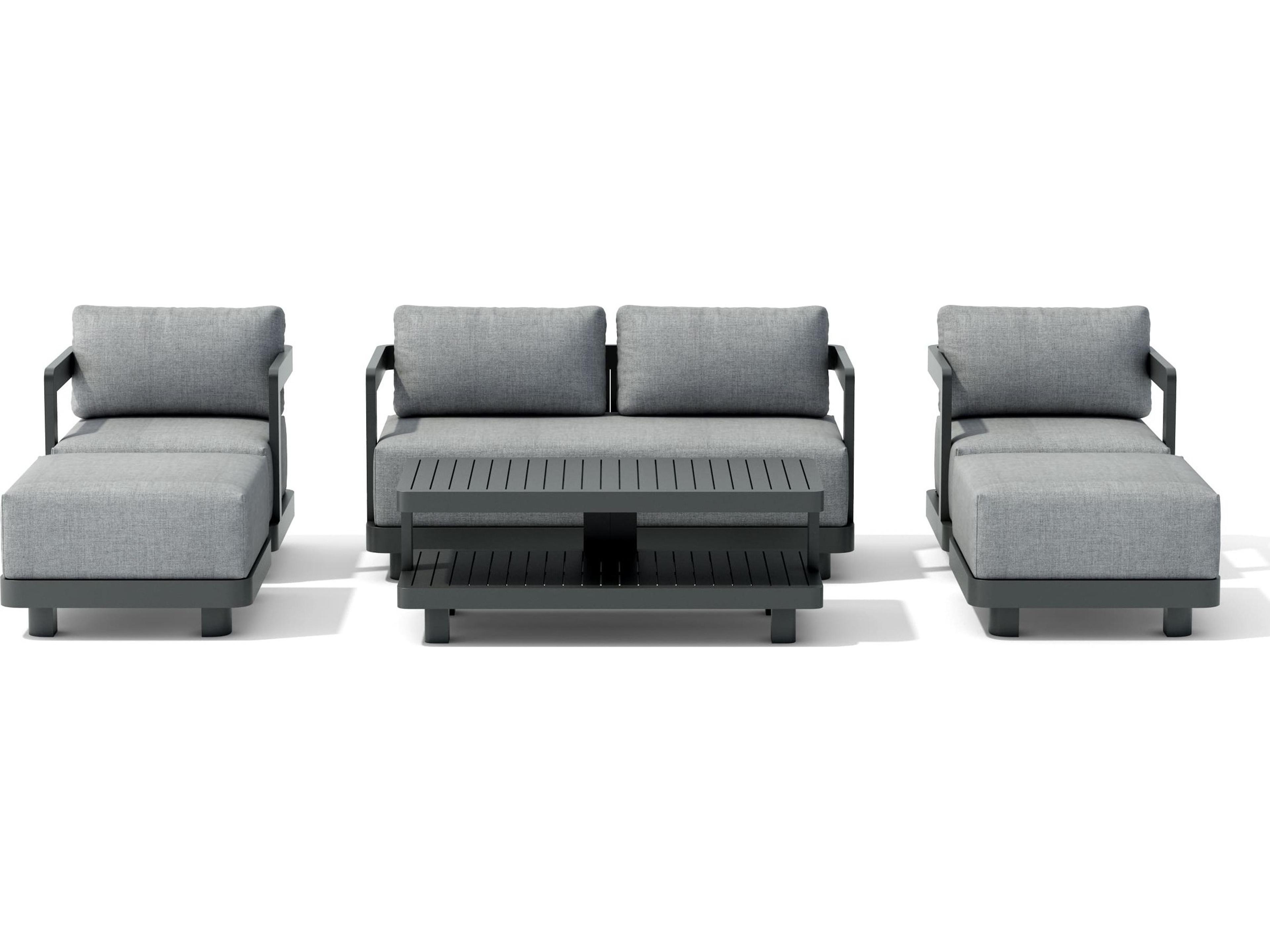 Anderson Teak Granada Aluminum Dark Grey 6 Piece Deep Seating Outdoor Lounge Set