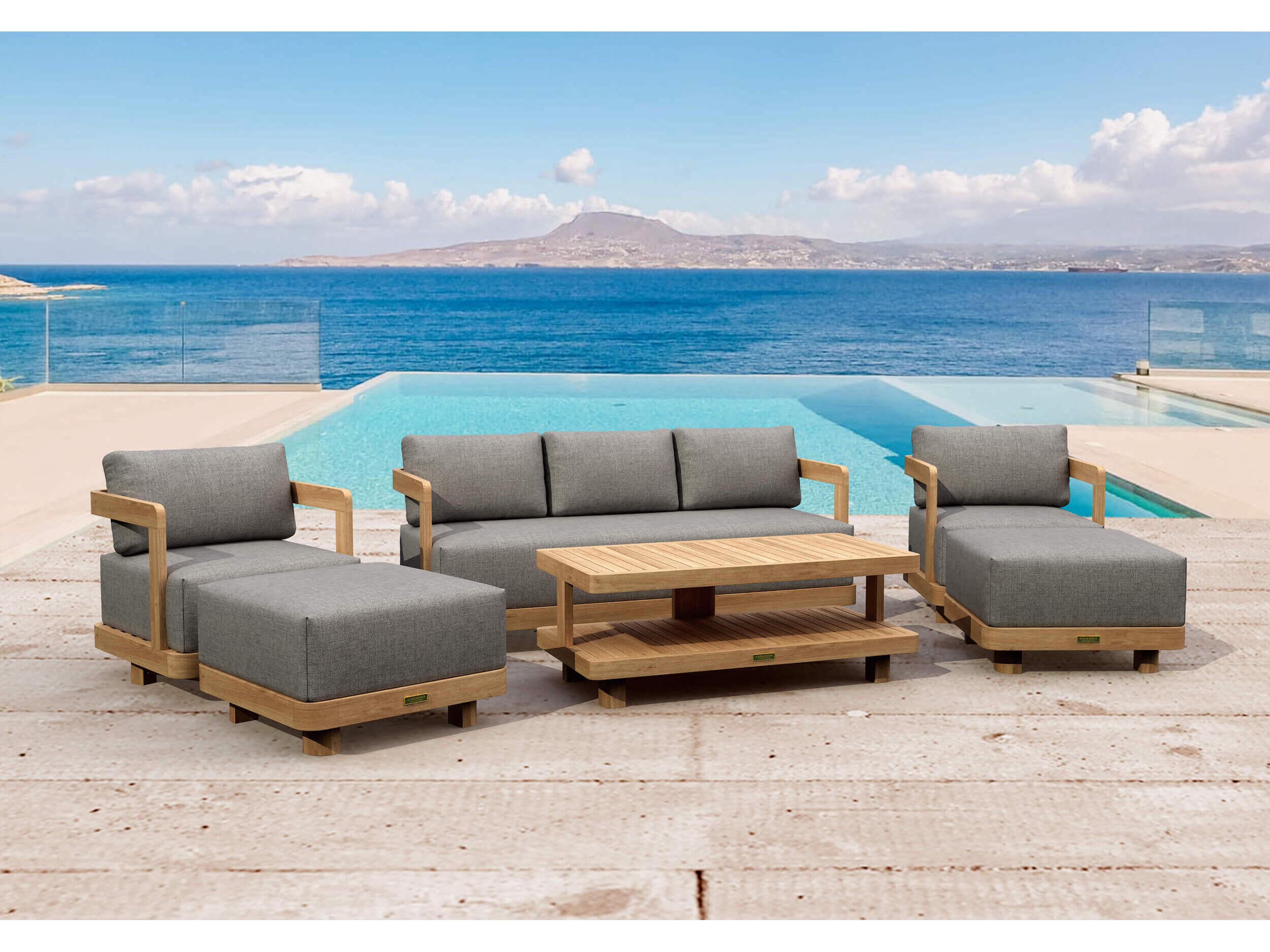Granada Deep Seating Teak Outdoor Patio Lounge Set