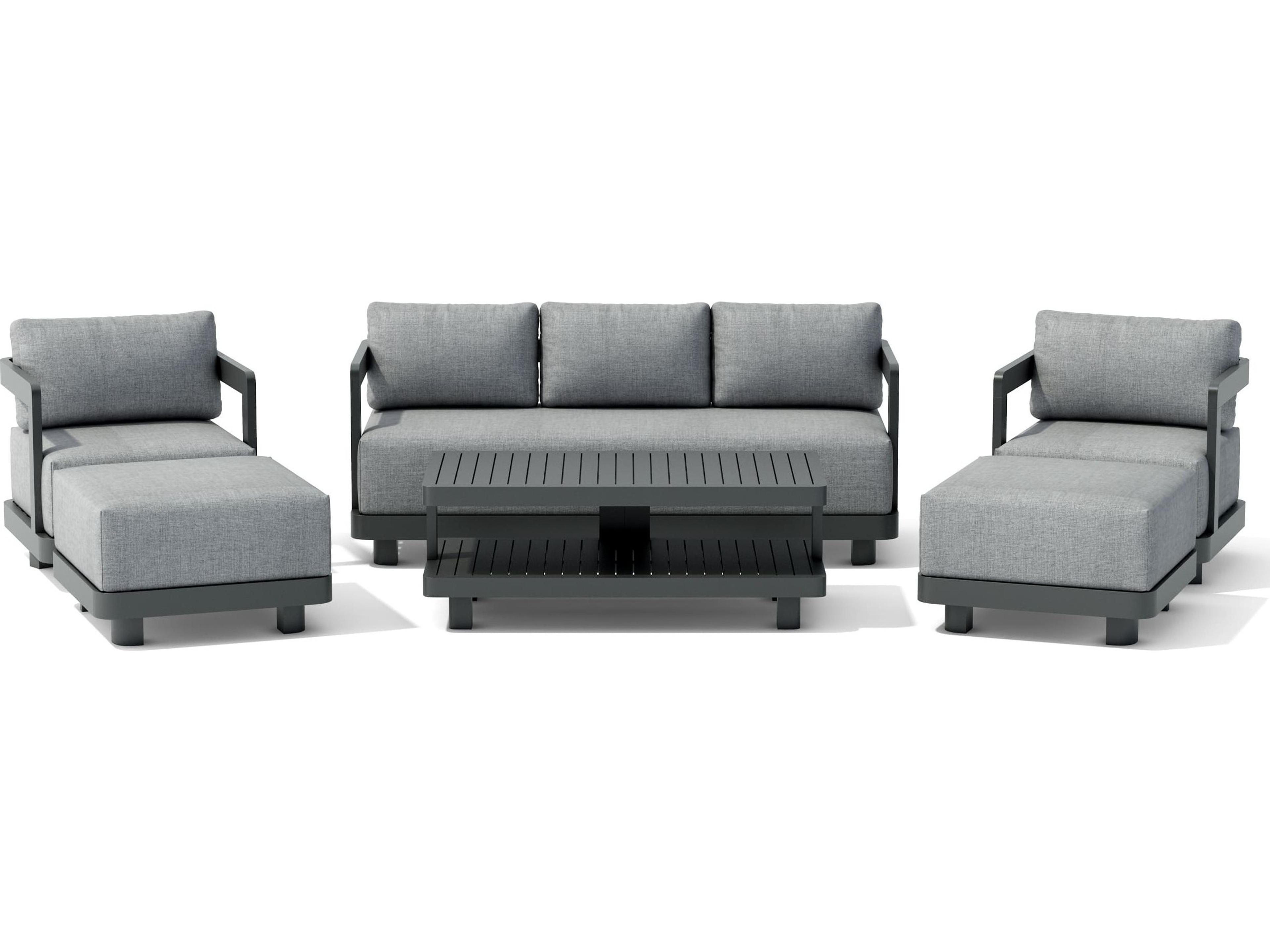 Anderson Teak Granada Aluminum Dark Grey 6 Piece Deep Seating Patio Lounge Set