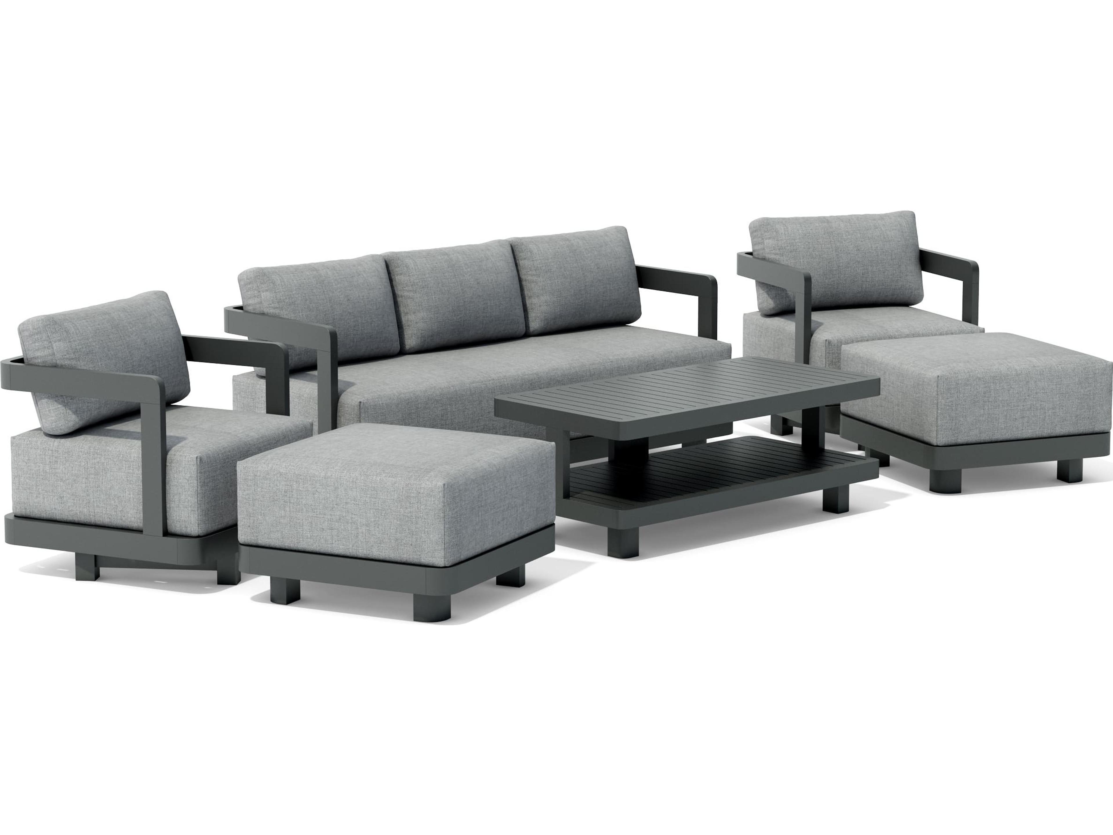 Anderson Teak Granada Aluminum Dark Grey 6 Piece Deep Seating Patio Lounge Set