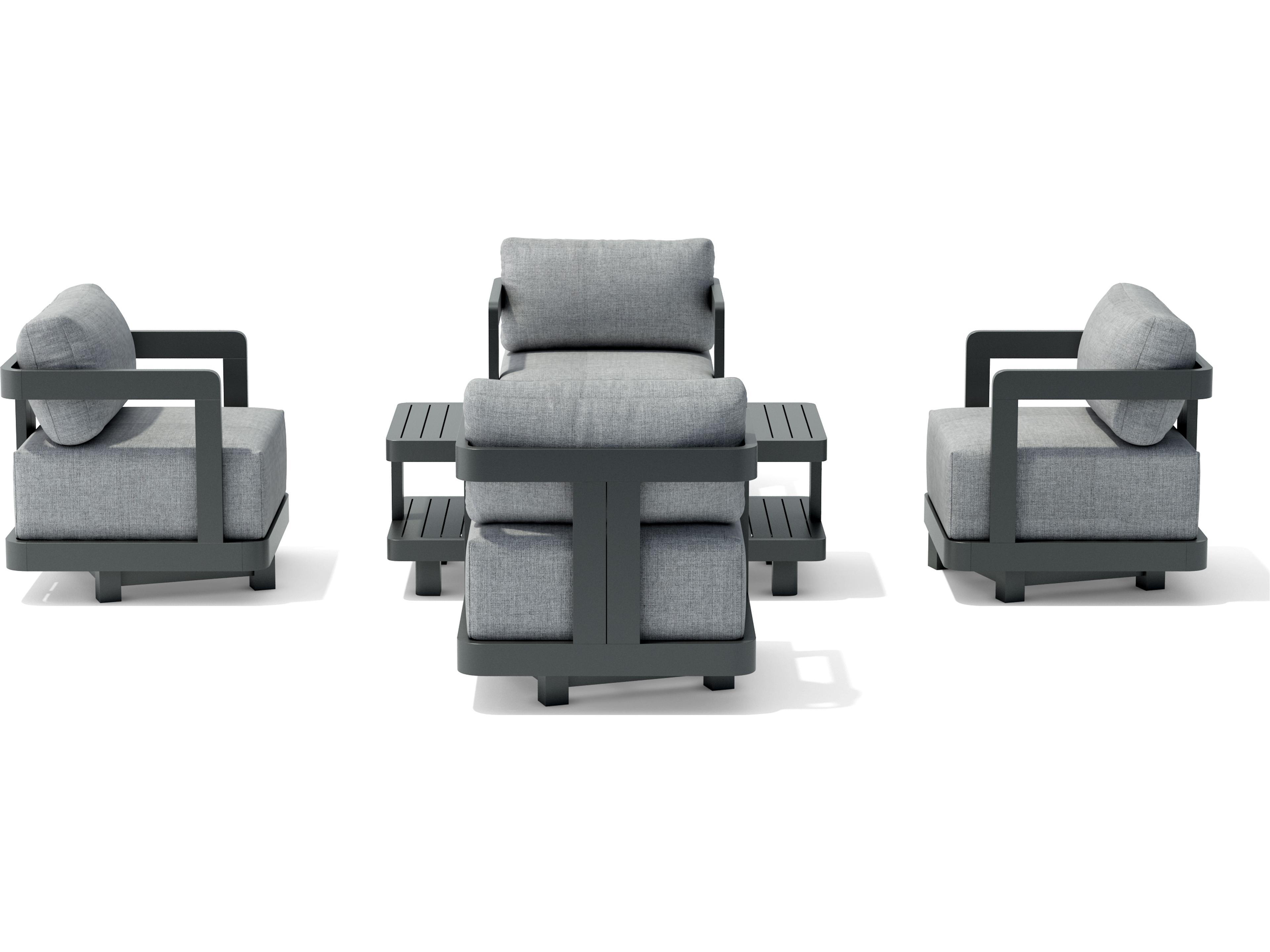 Anderson Teak Granada Aluminum Dark Grey 6 Piece Deep Seating Outdoor Patio Lounge Set