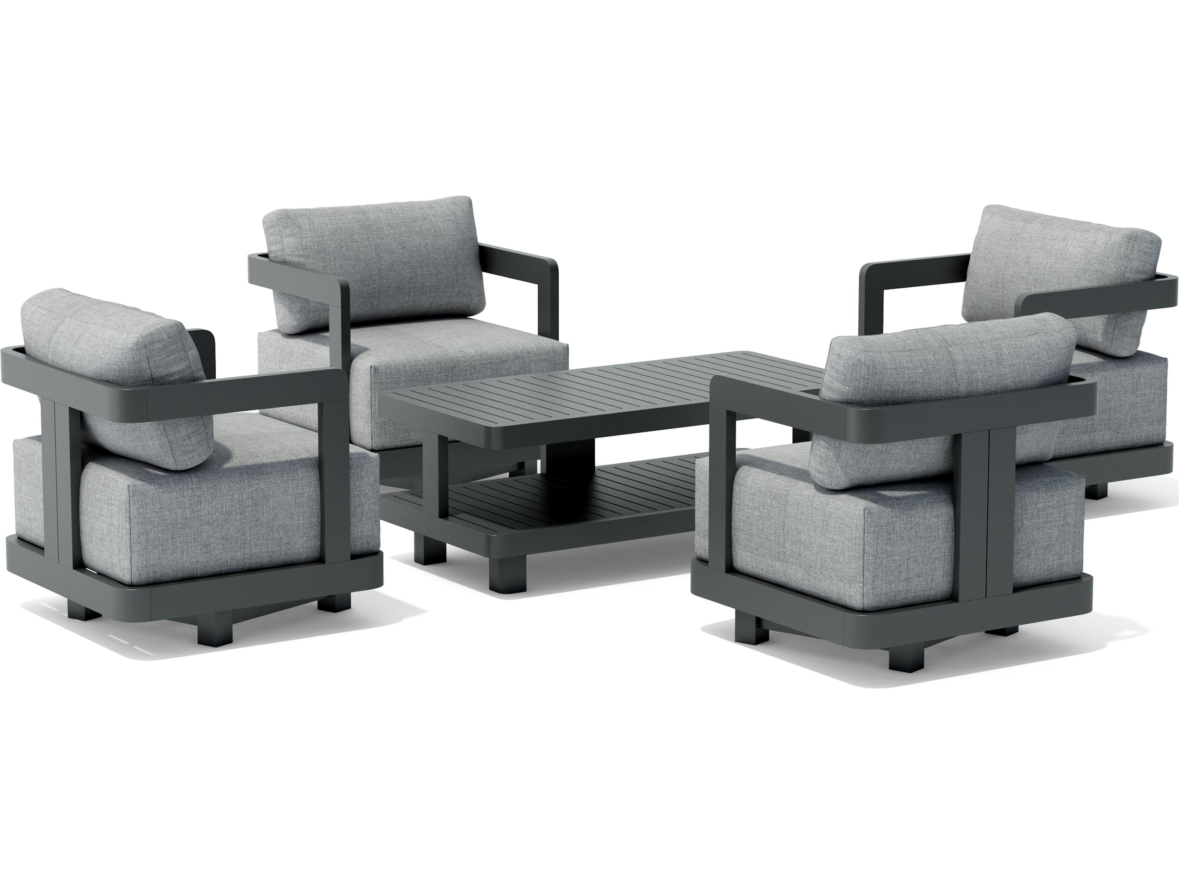 Anderson Teak Granada Aluminum Dark Grey 6 Piece Deep Seating Outdoor Patio Lounge Set