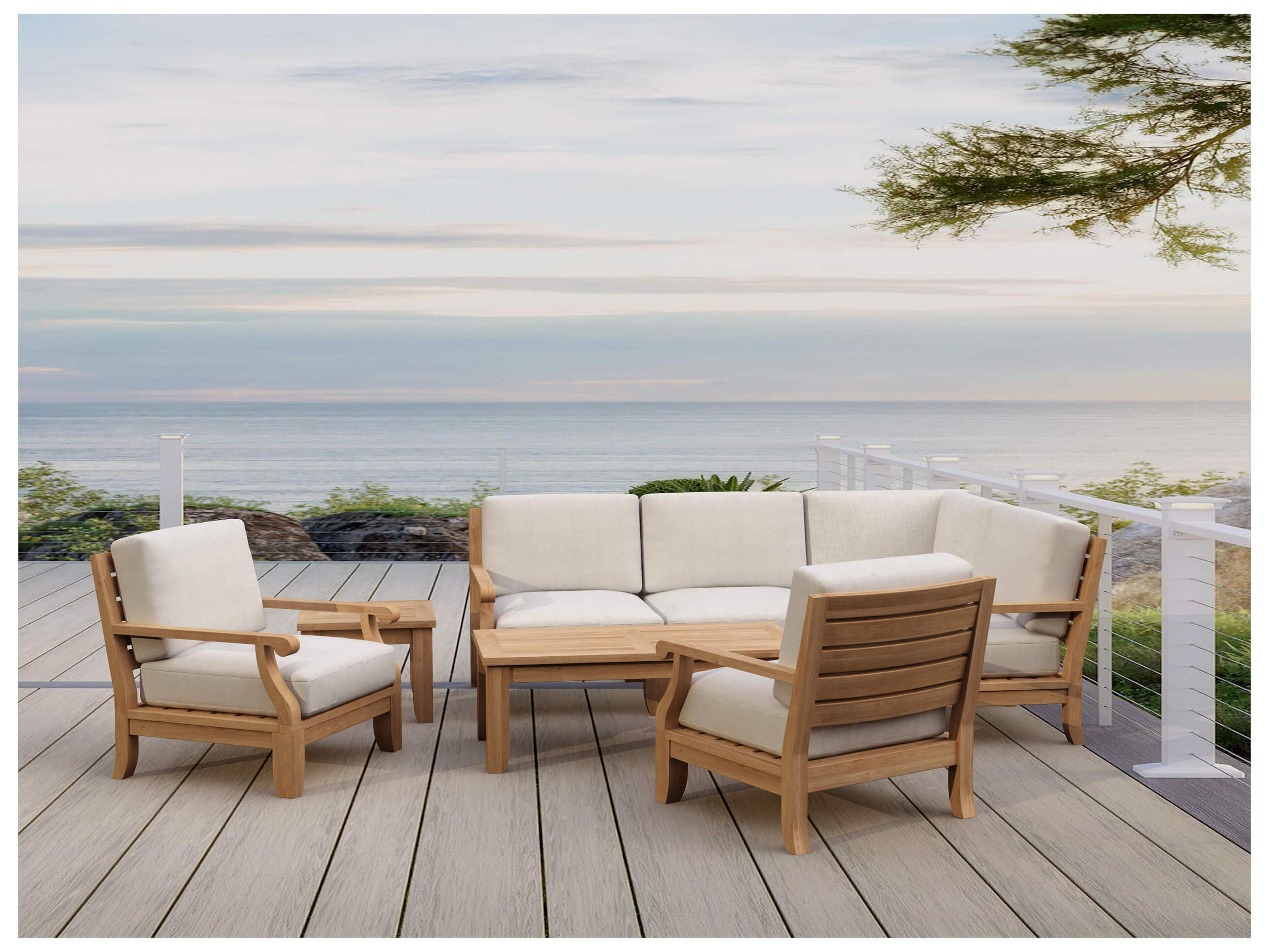 Anderson Teak Riviera Luxe 7-Piece Modular Set With Rectangular Table A