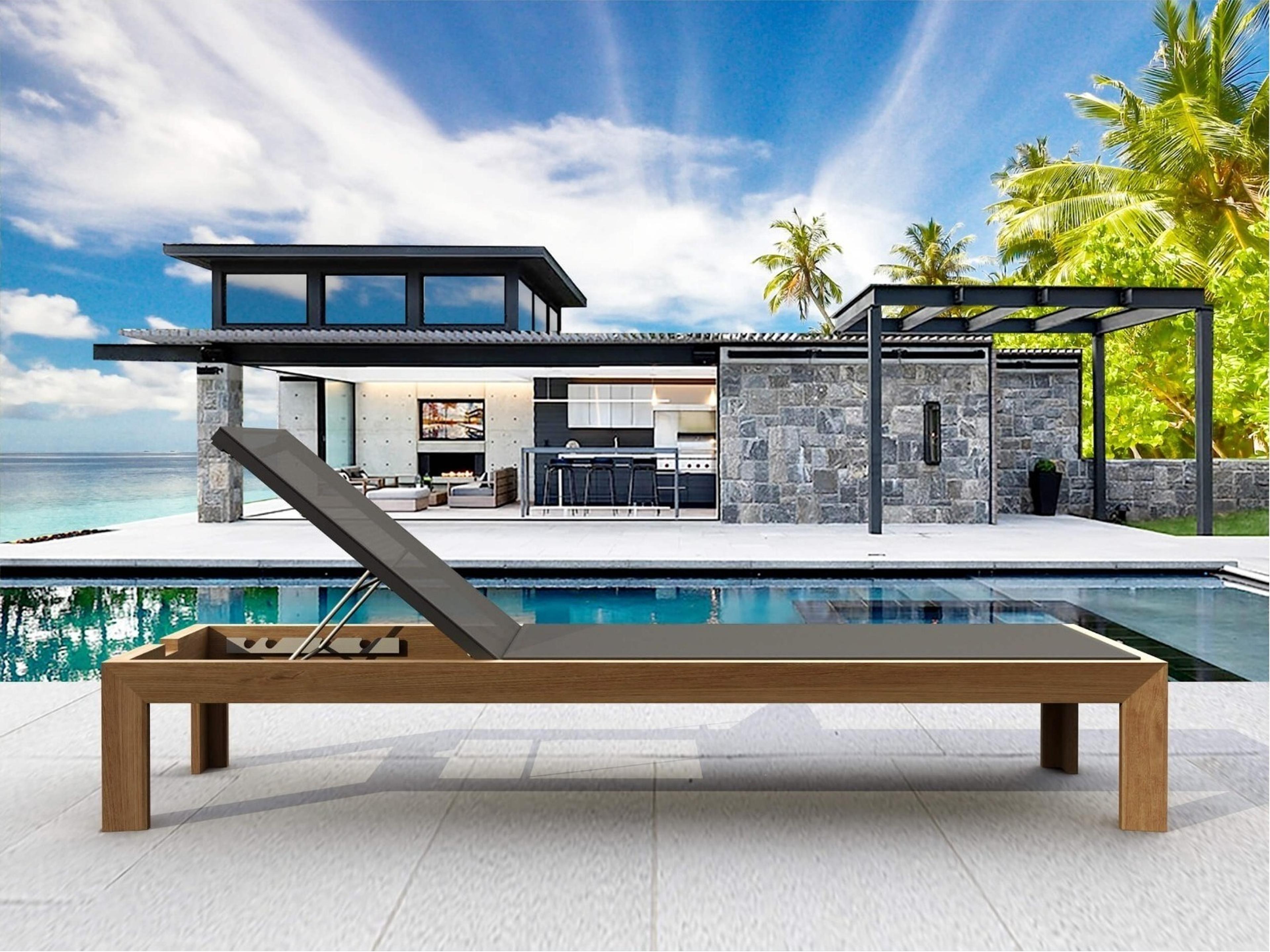 Anderson Teak Smyrna Natural Sling Outdoor Chaise Lounge