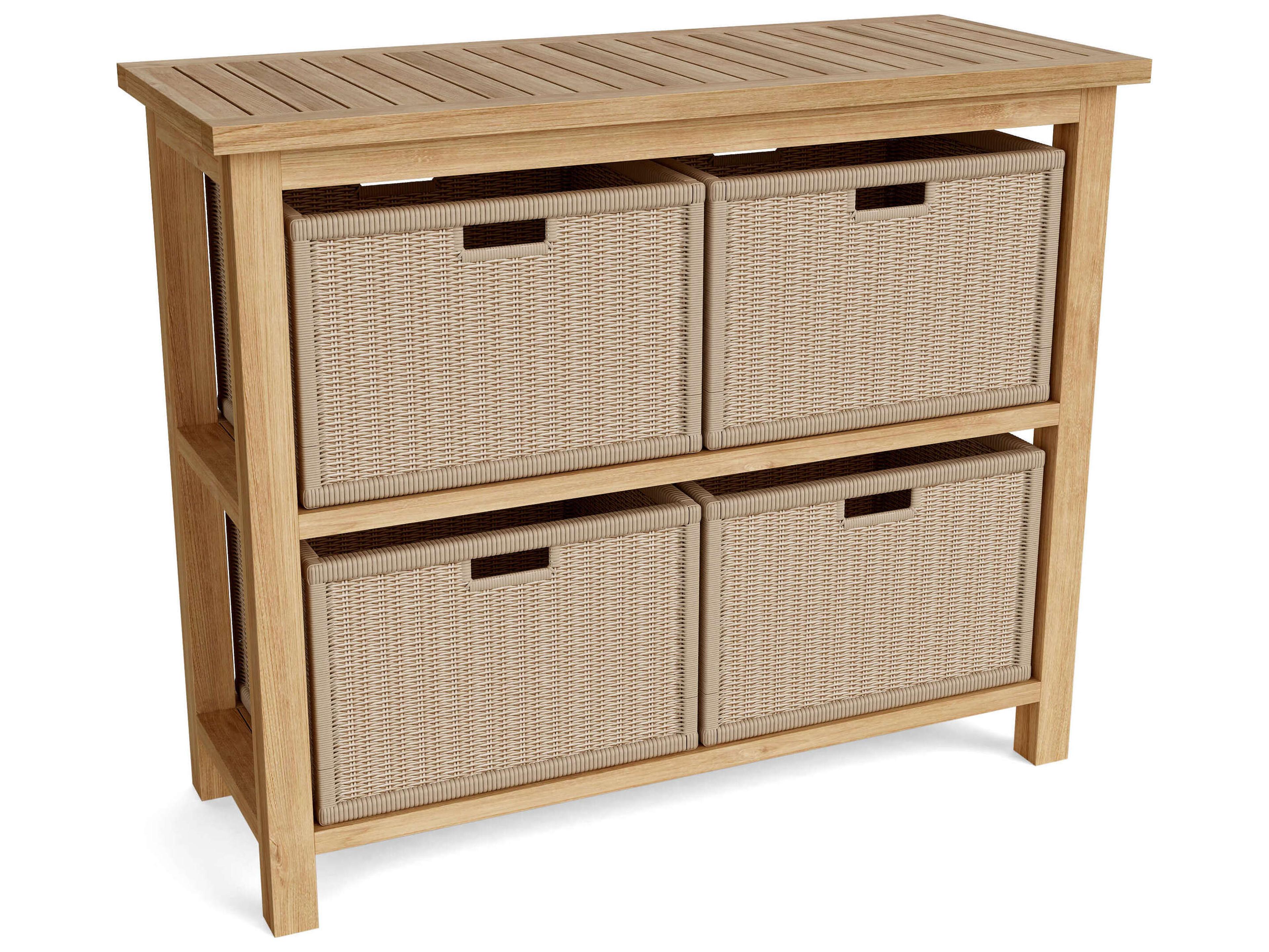 Anderson Teak Towel Console with 2 Shelves Table