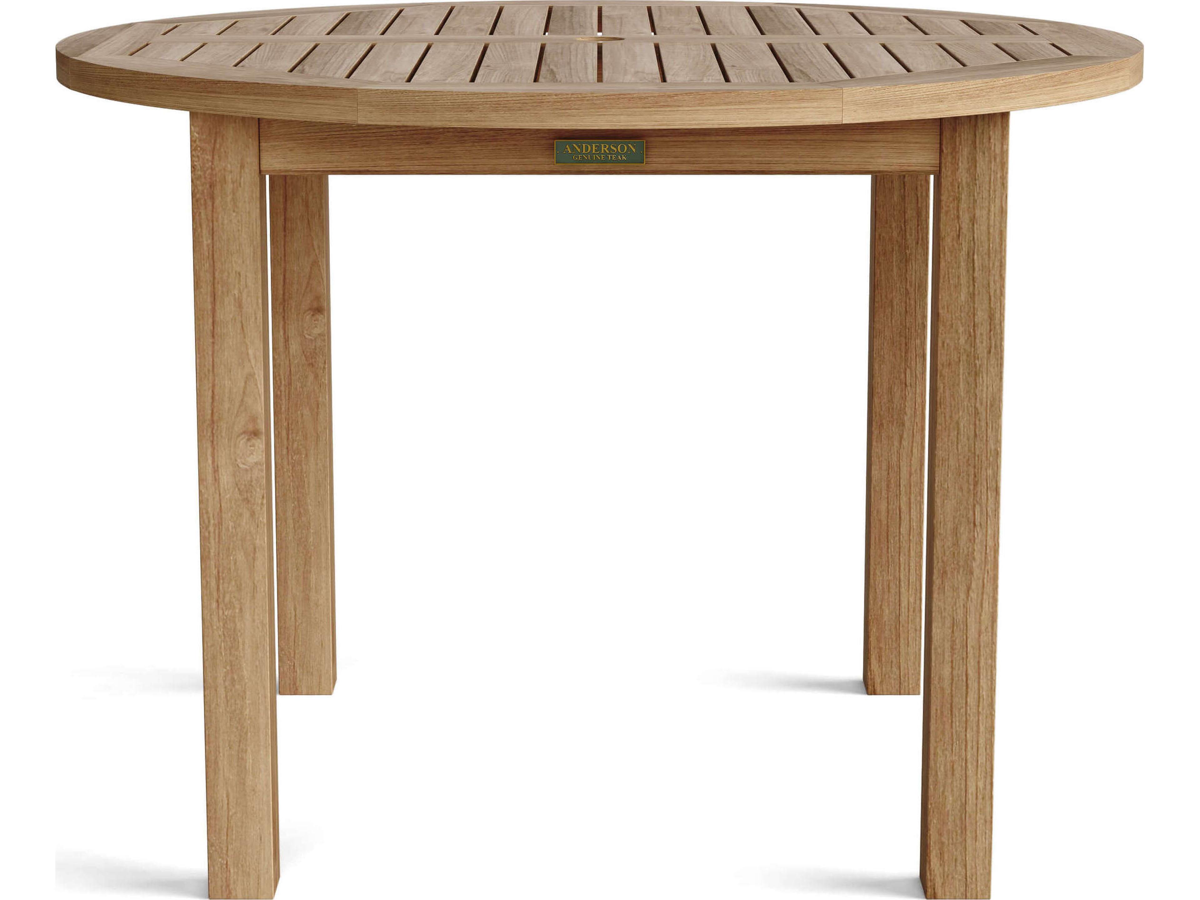 Anderson Teak Bahama Round Umbrella Hole Dining Table