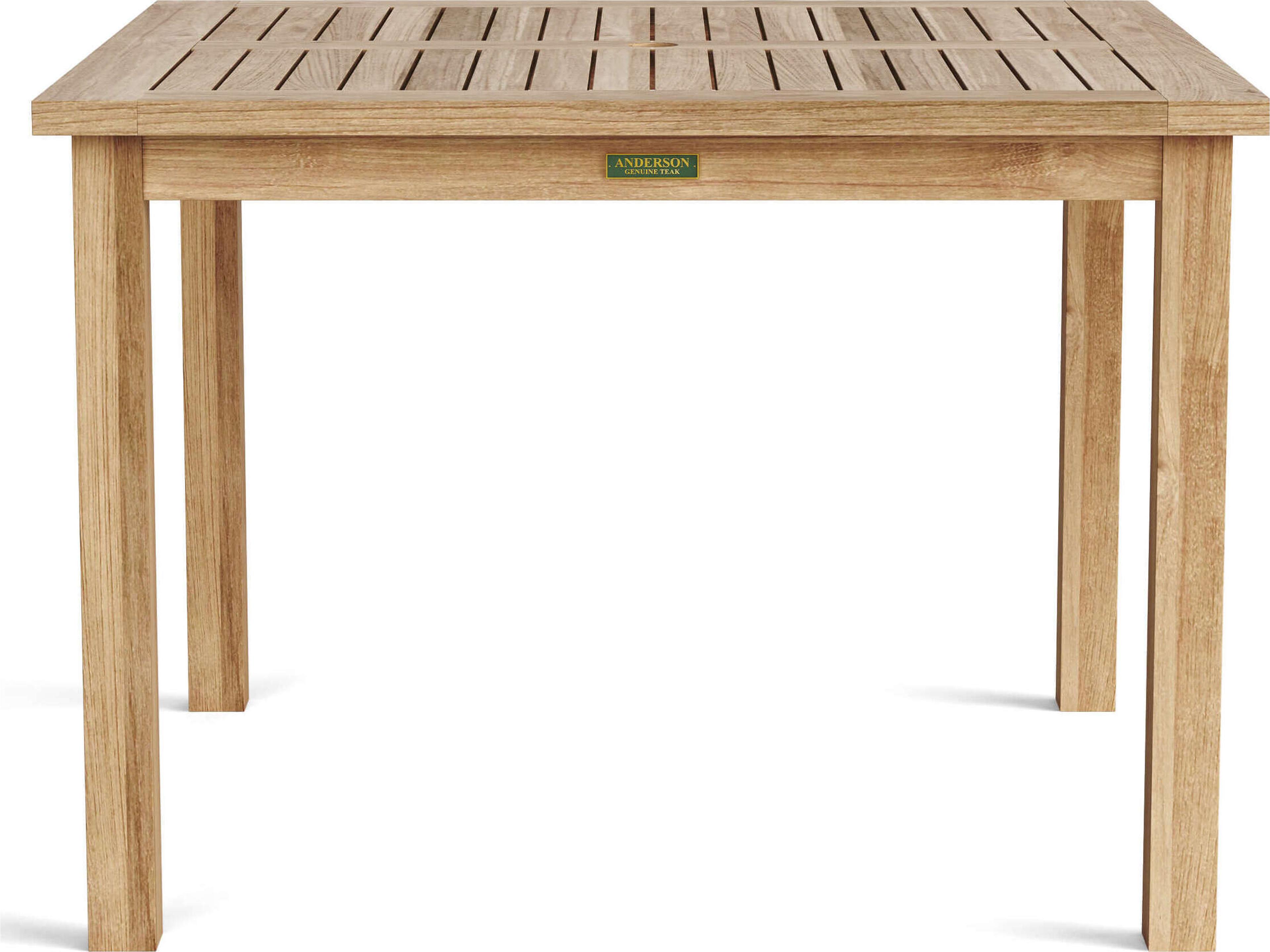 Anderson Teak Bahama Square Umbrella Hole Dining Table