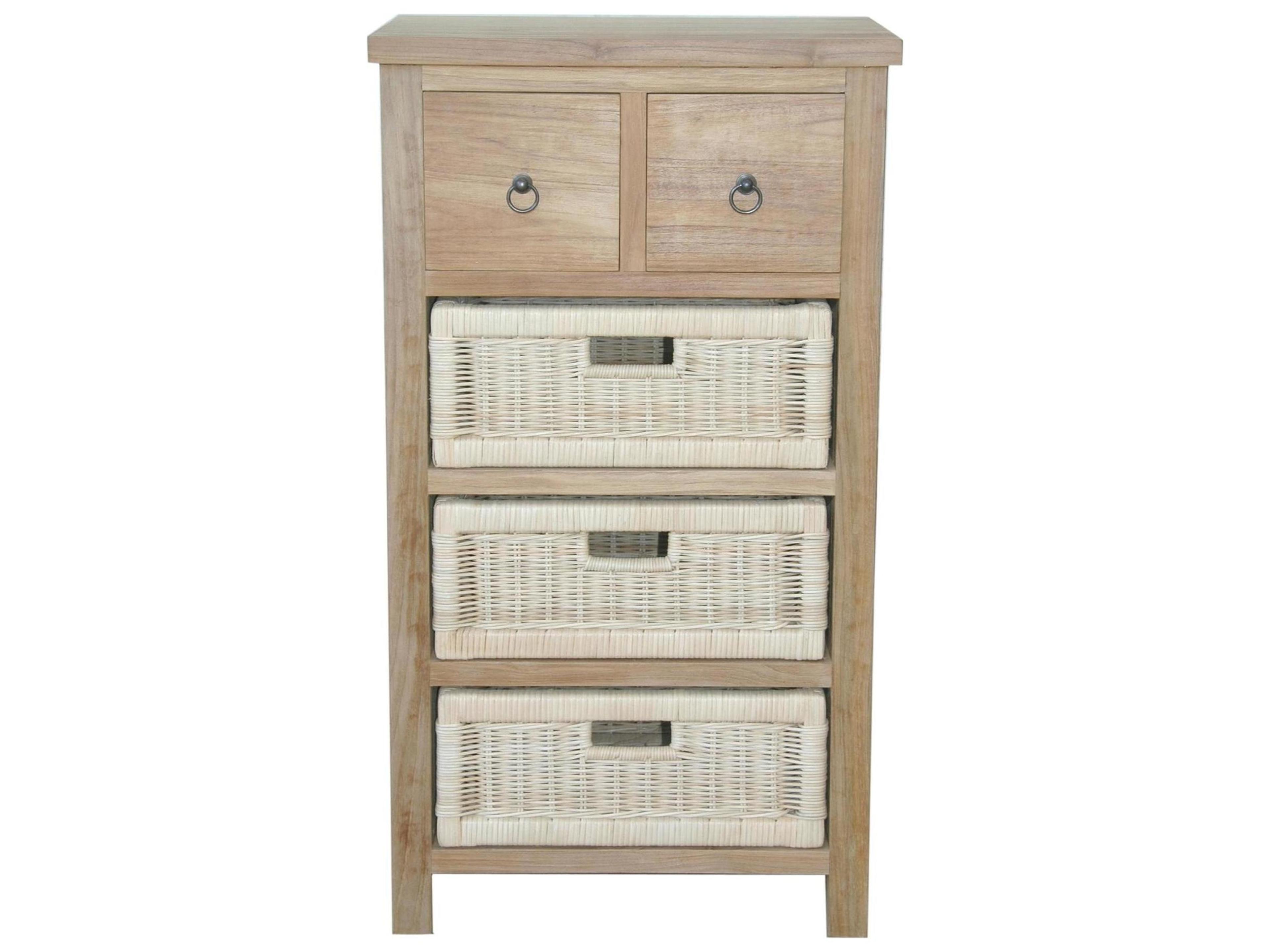 Safari Occasional Table with Drawer & Rattan Baskets