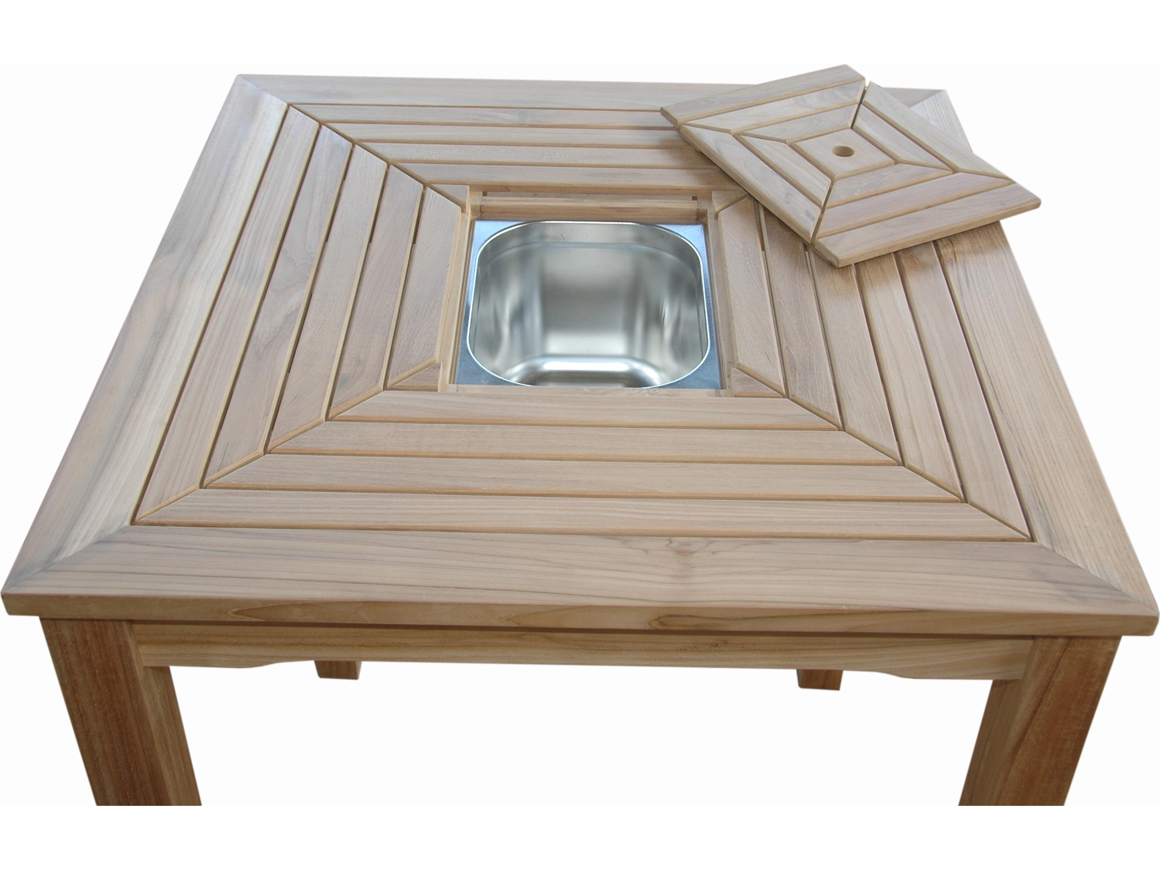 Anderson Teak Chatsworth Ice Chiller Outdoor Patio Bar Table