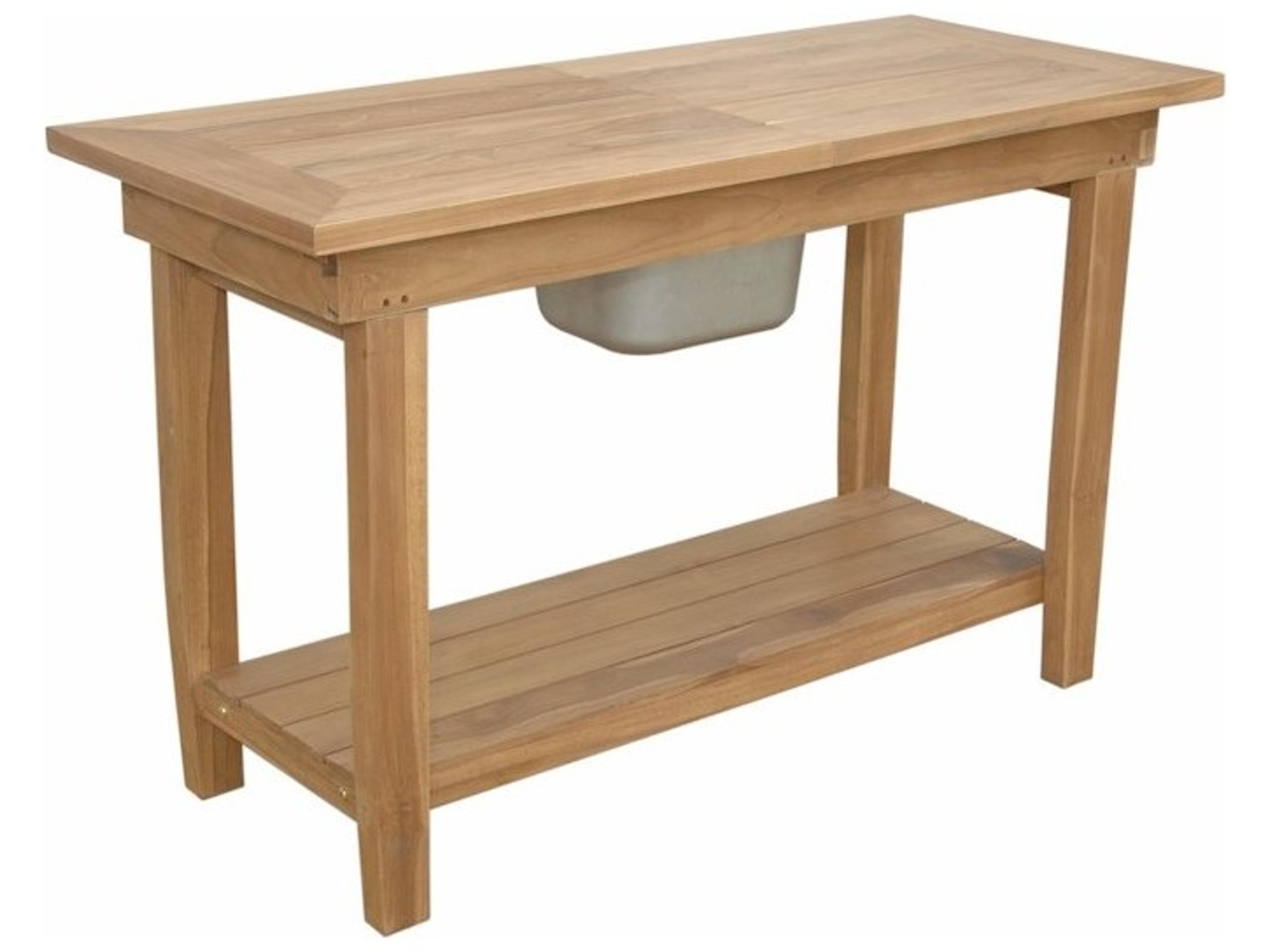 Anderson Teak Nautilus Patio Console Table with Ss Container