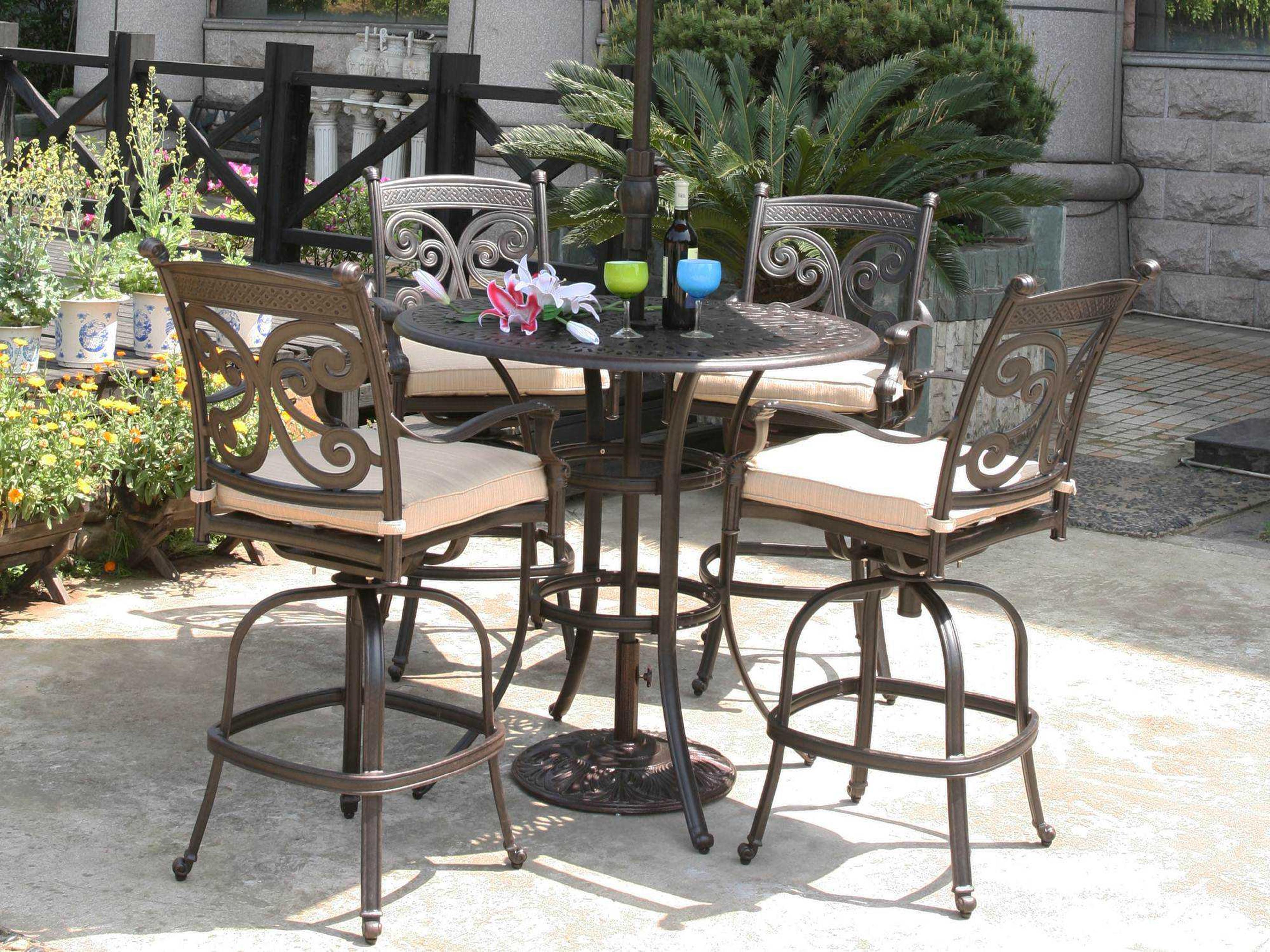 Alfresco Home Farfalla Cushion Cast Aluminum Outdoor Patio Dining Set