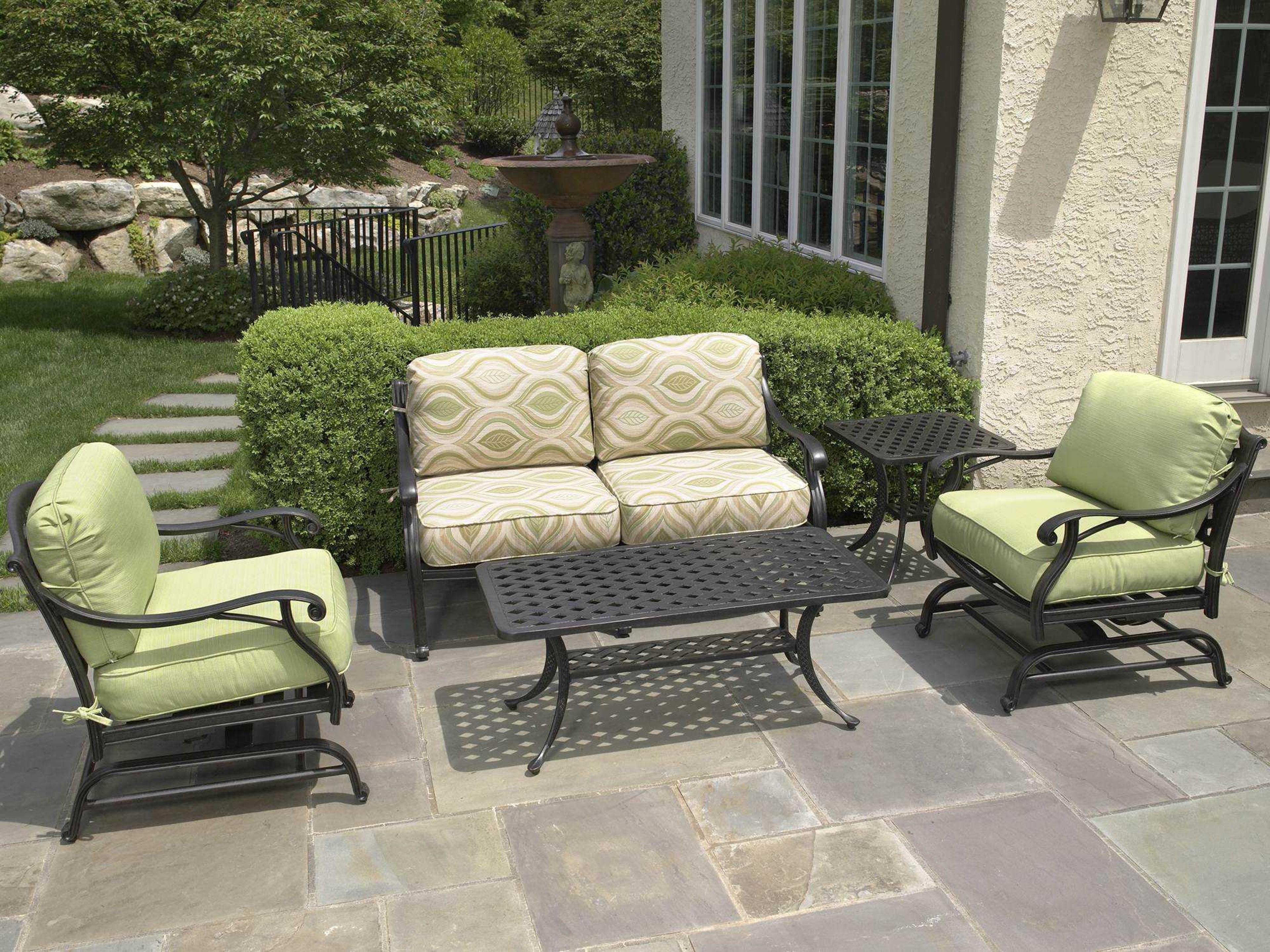 Alfresco Home Long Cove Cushion Cast Aluminum Deep Seating Outdoor Patio Lounge Set