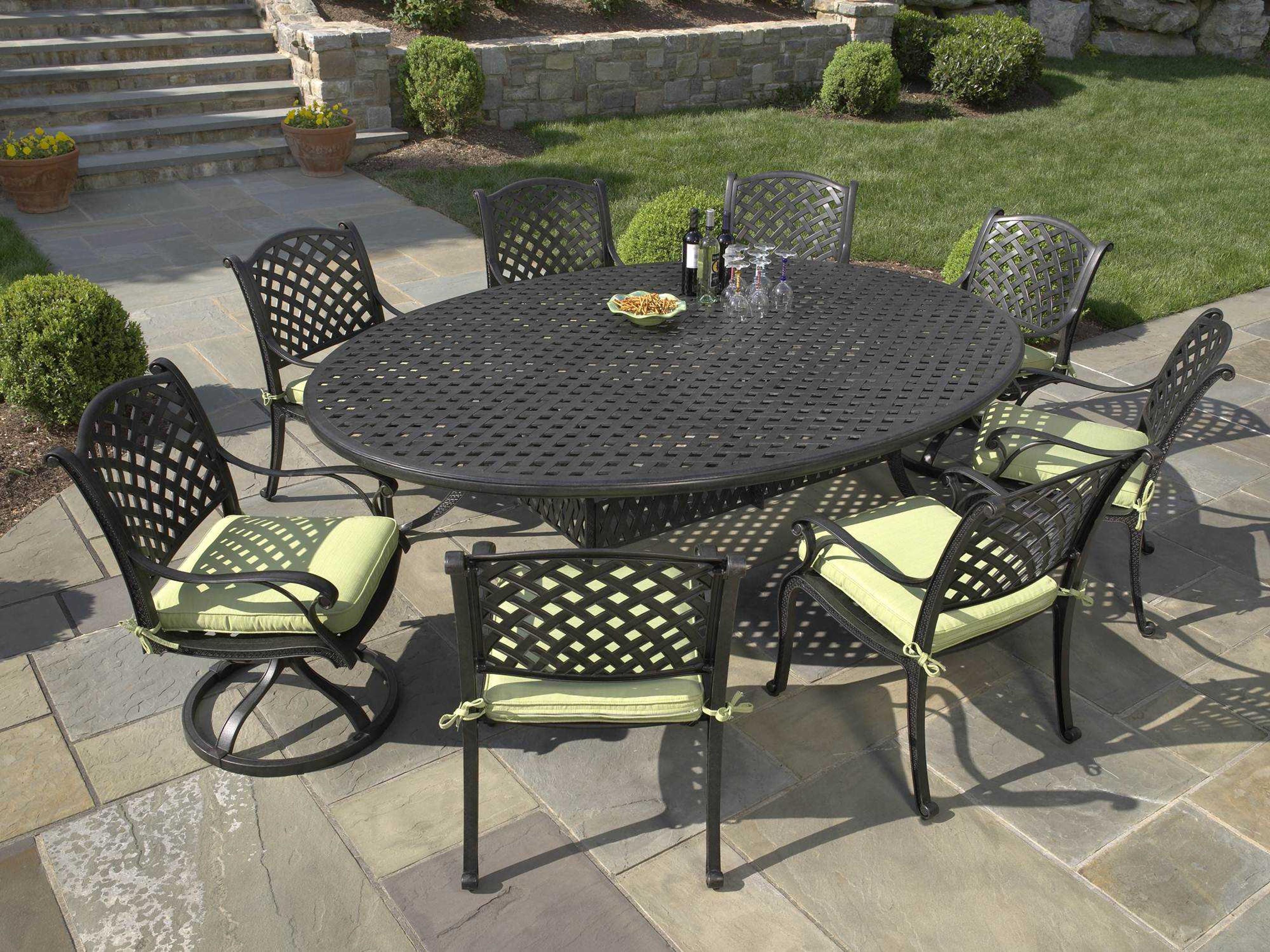 Alfresco Home Long Cove Cast Alluminum 100 Oval Patio Dining Set