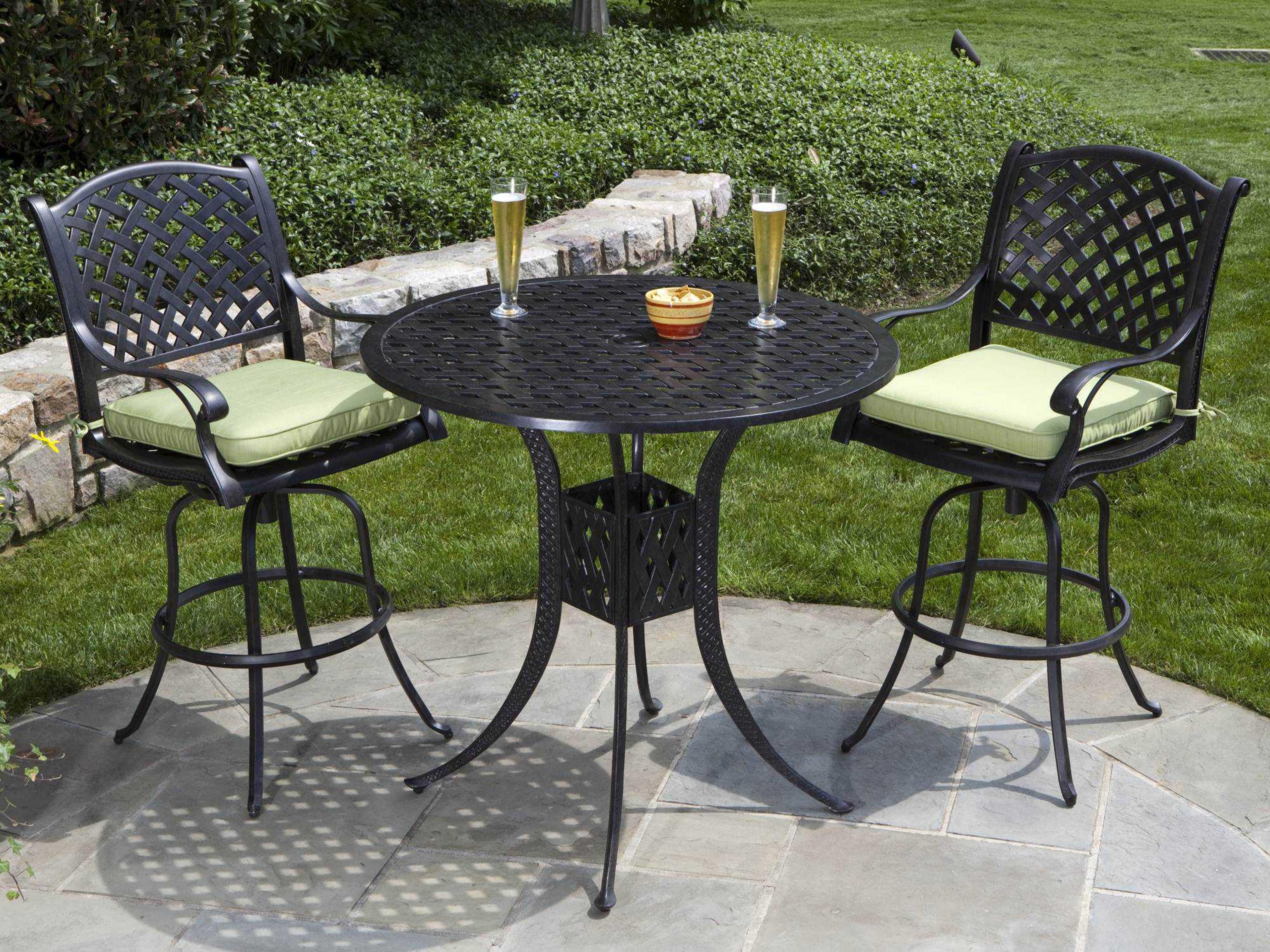 Alfresco Home Long Cove Cast Aluminum 42 Round Bar Table Set