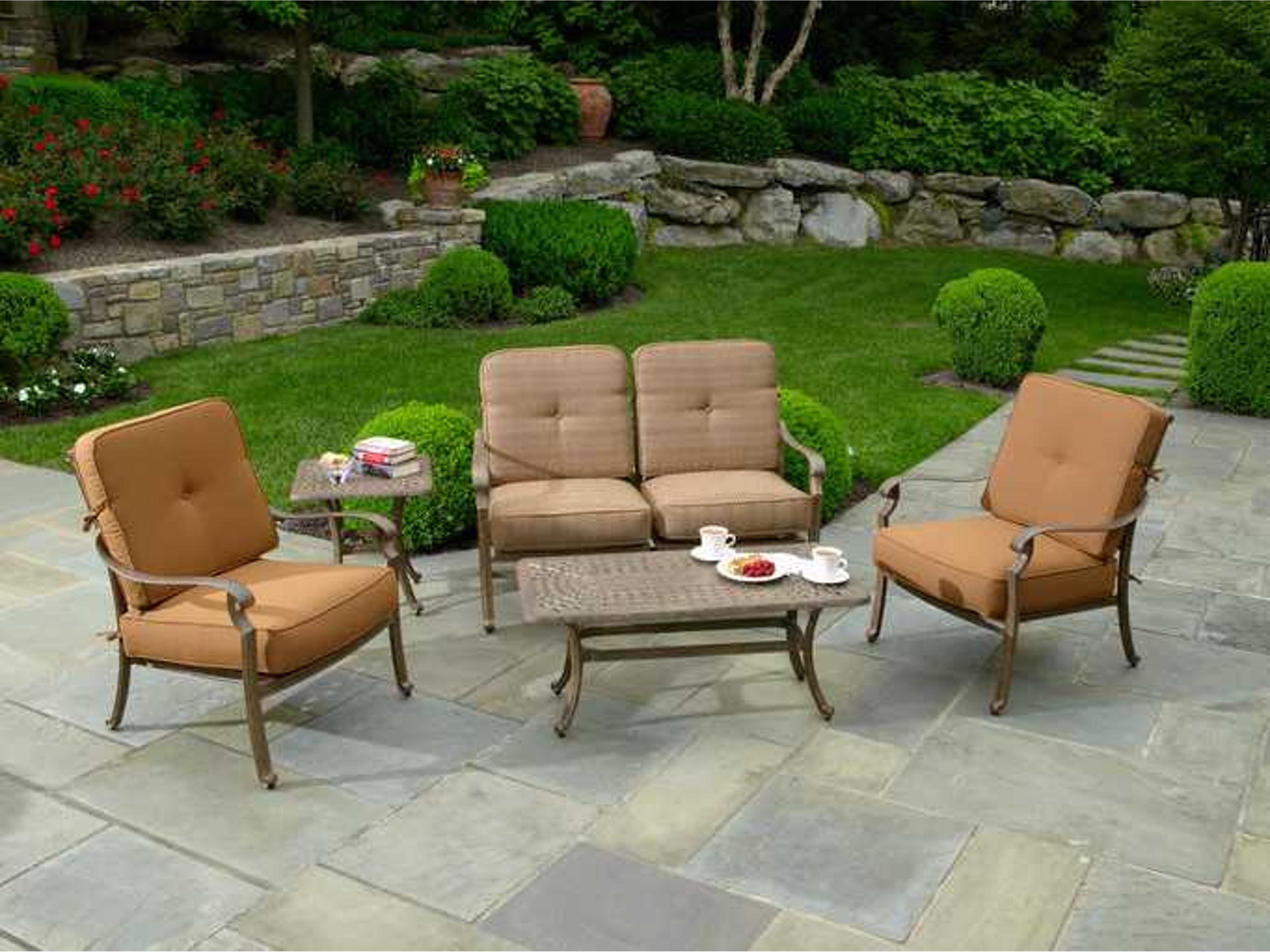 Alfresco Home Saratosa Cushion Cast Aluminum Patio Lounge Set in Cinnamon Finish