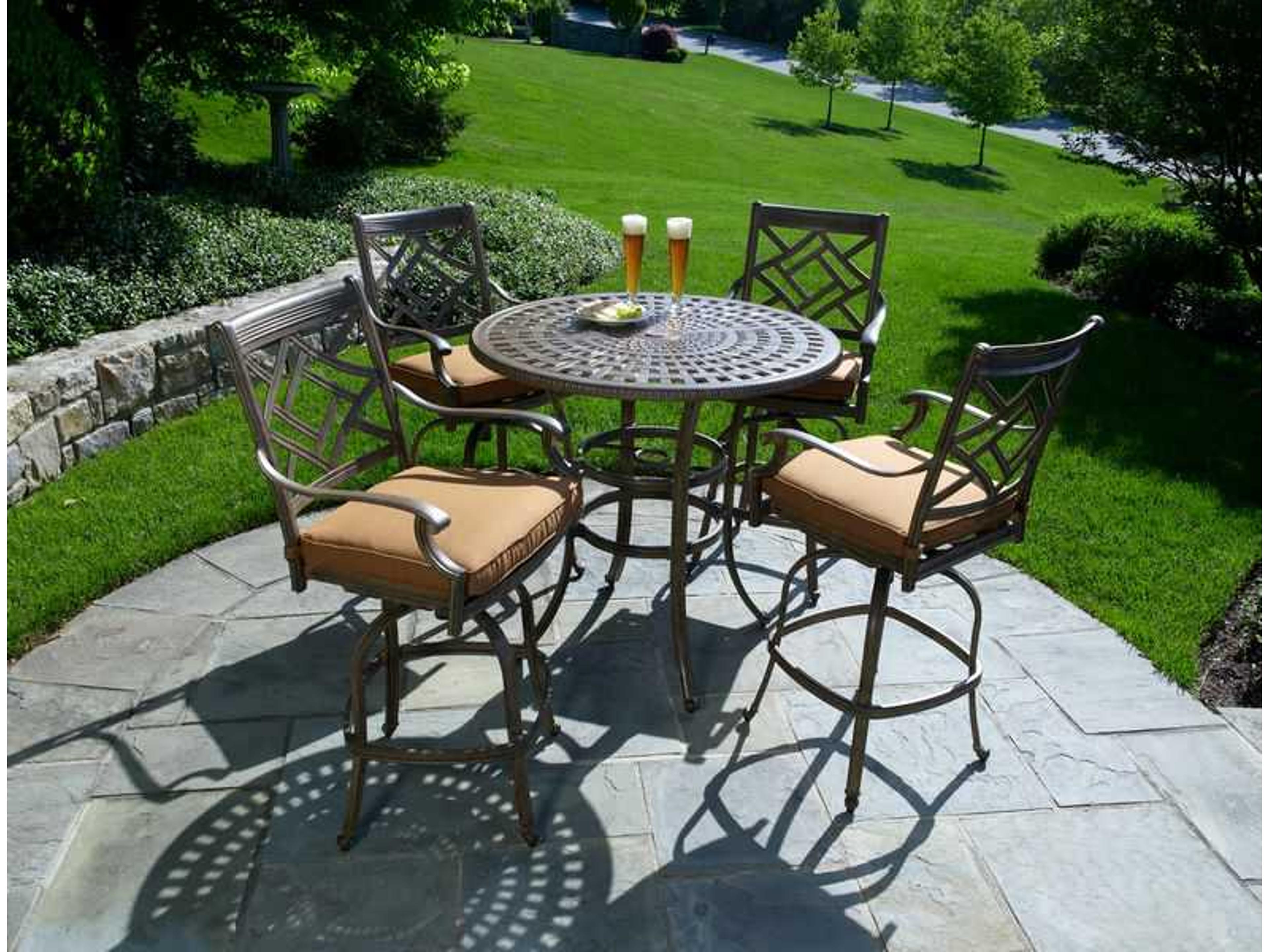 Alfresco Home Saratosa Bar Cushion Cast Aluminum Outdoor Dining Set