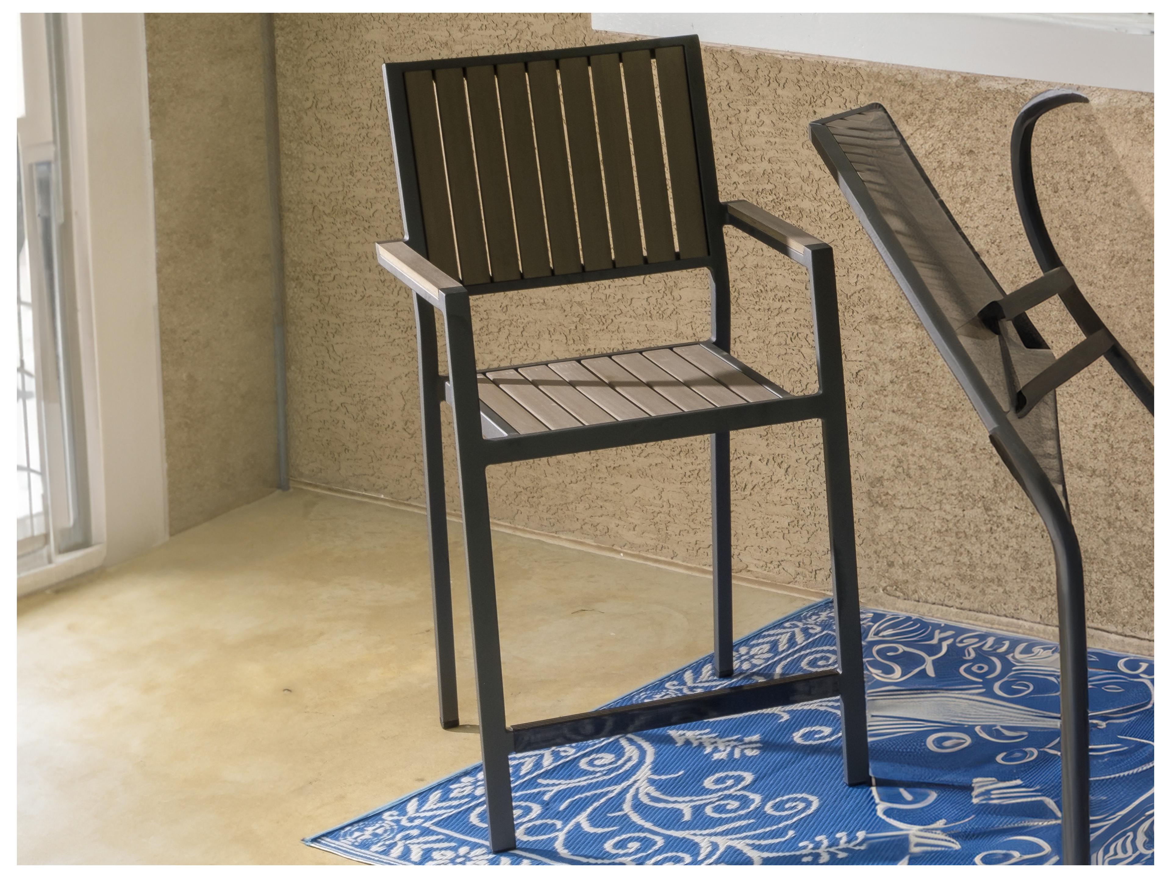 Alfresco Home Dark Grey Polywood Aluminum Bar stool